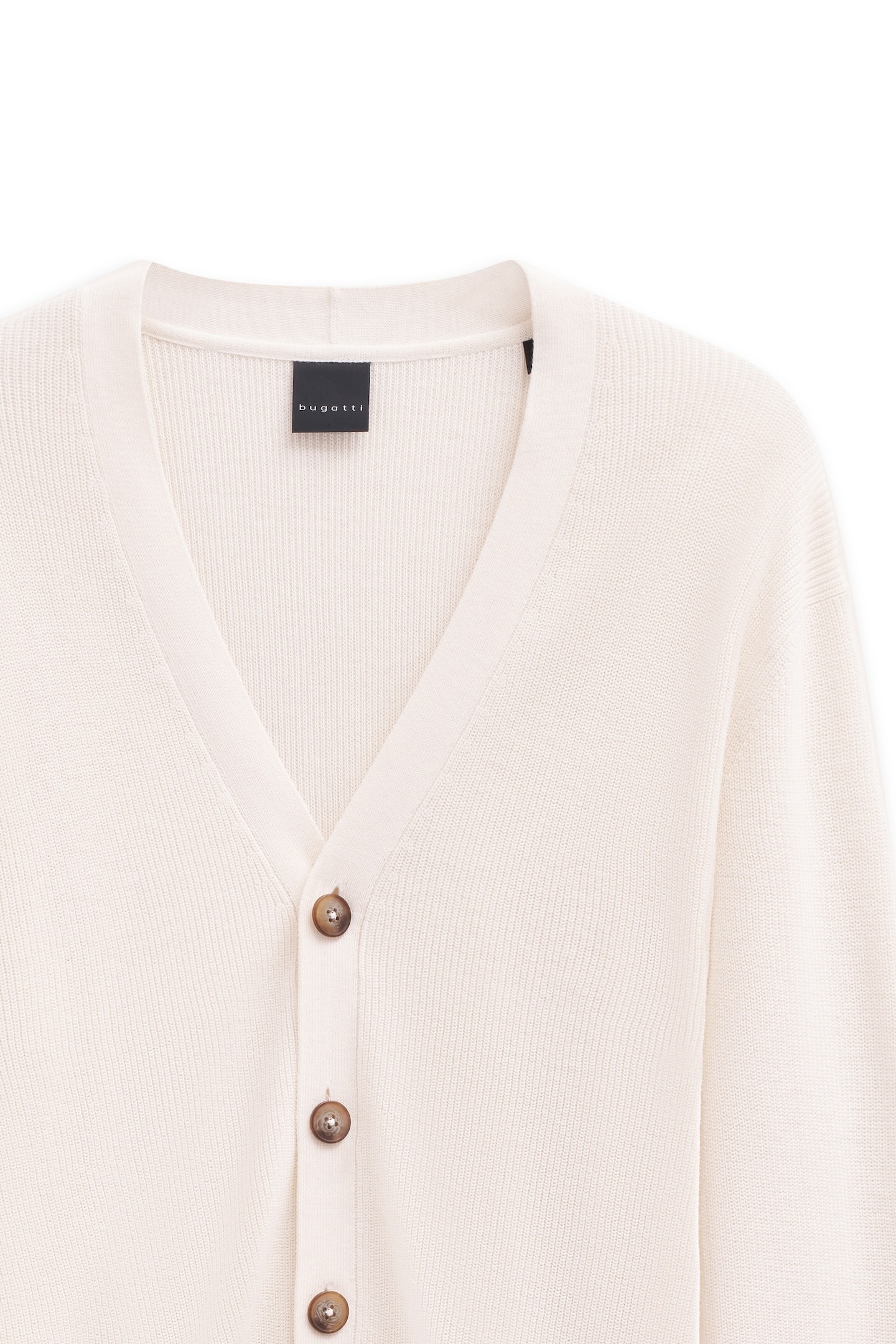 bugatti Cardigan »Regular Fit«, mit V-Ausschnitt und Ripp-Struktur
