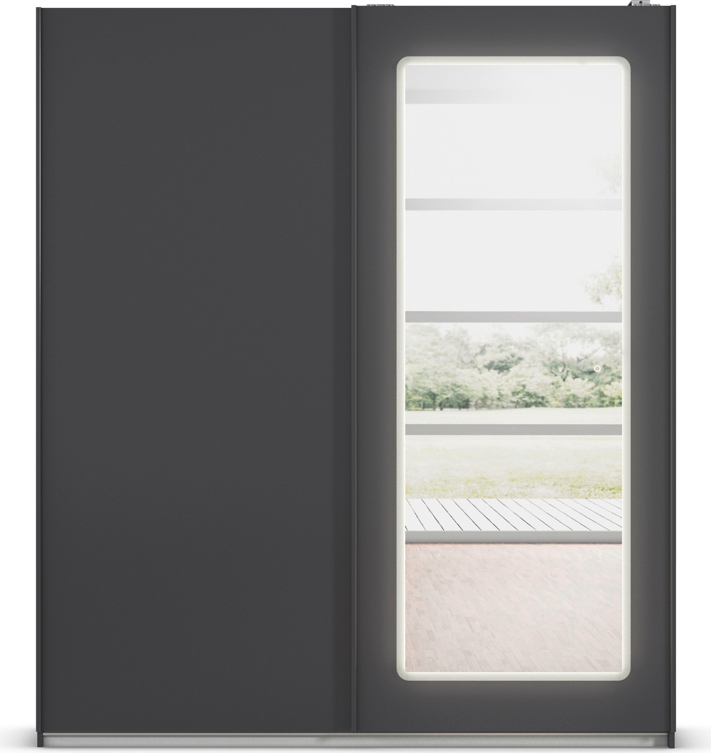 rauch Schwebetürenschrank »Kleiderschrank Schrank Garderobe Wäscheschrank ABRAXXAS«, mit Spiegel und integrierter dimmbarer LED-Beleuchtung MADE IN GERMANY