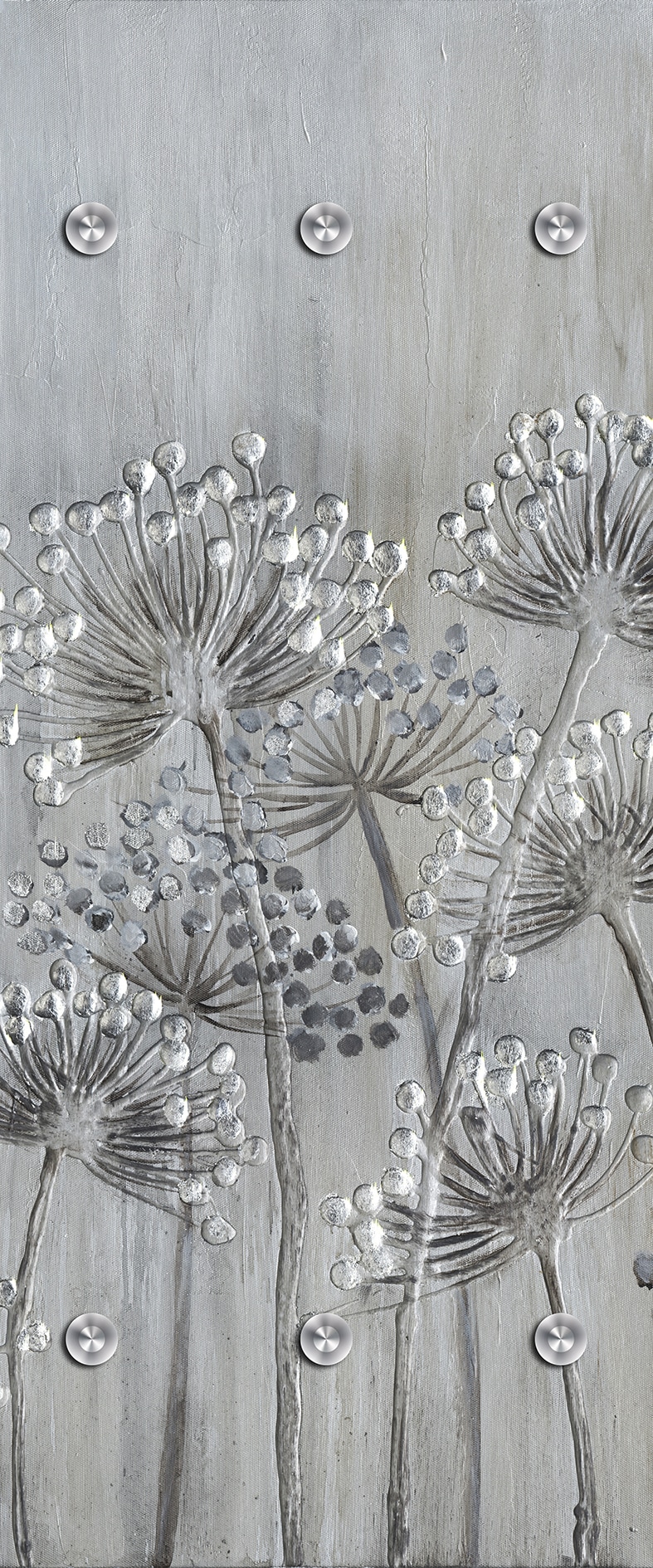 queence Garderobenpaneel "Wandgarderobe mit Motiv Grau Blumenwiese inkl. Edelstahlhaken" 1 Stk. tlg. HD Premium Druck auf Acrylglas