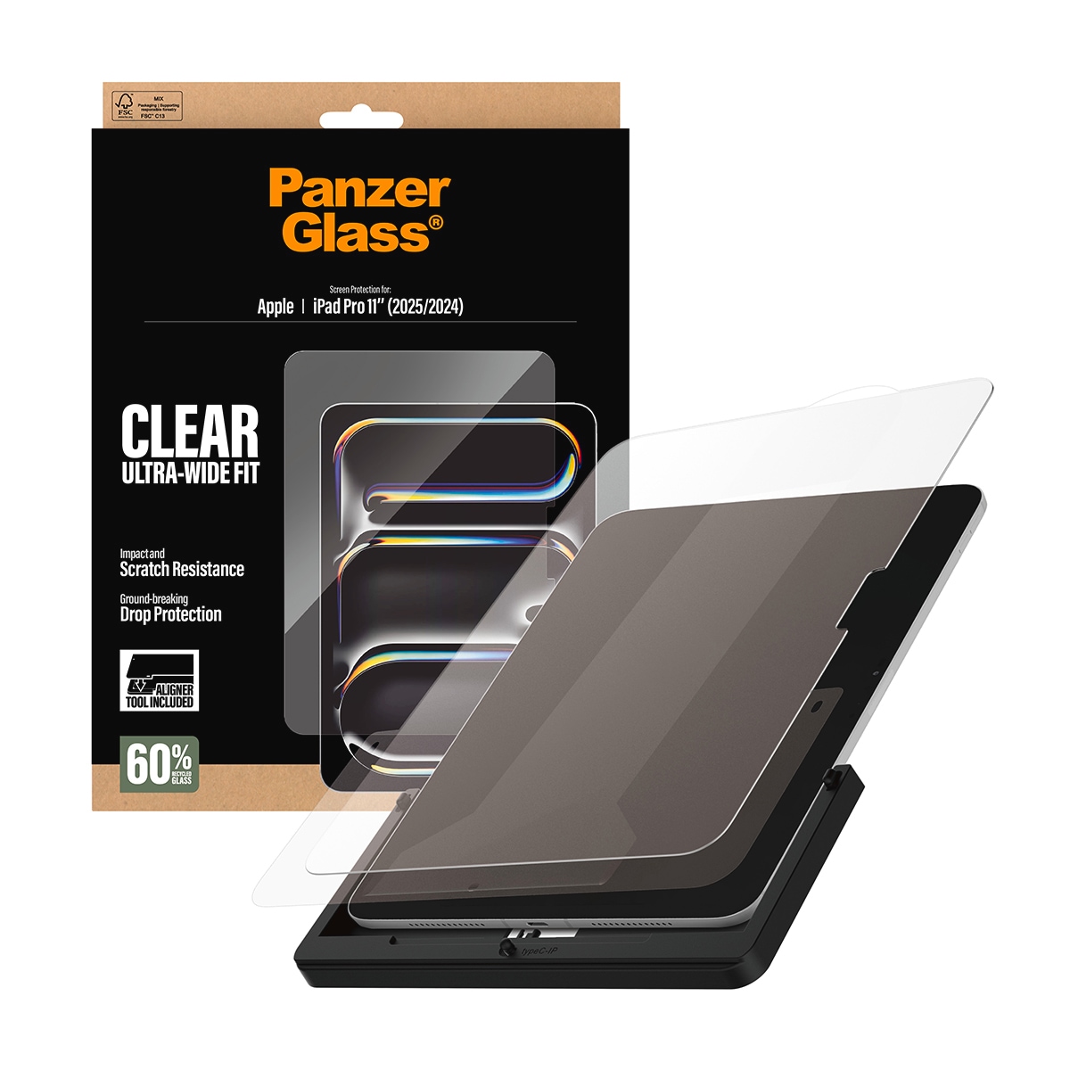 CARE by PanzerGlass Displayschutzglas »Ultra-Wide Fit Screen Protector« für Apple iPad Pro 11 (2024 - 2025) Displayschutzfolie, Schutzfolie, Bildschirmschutz, kratz- & stoßfest