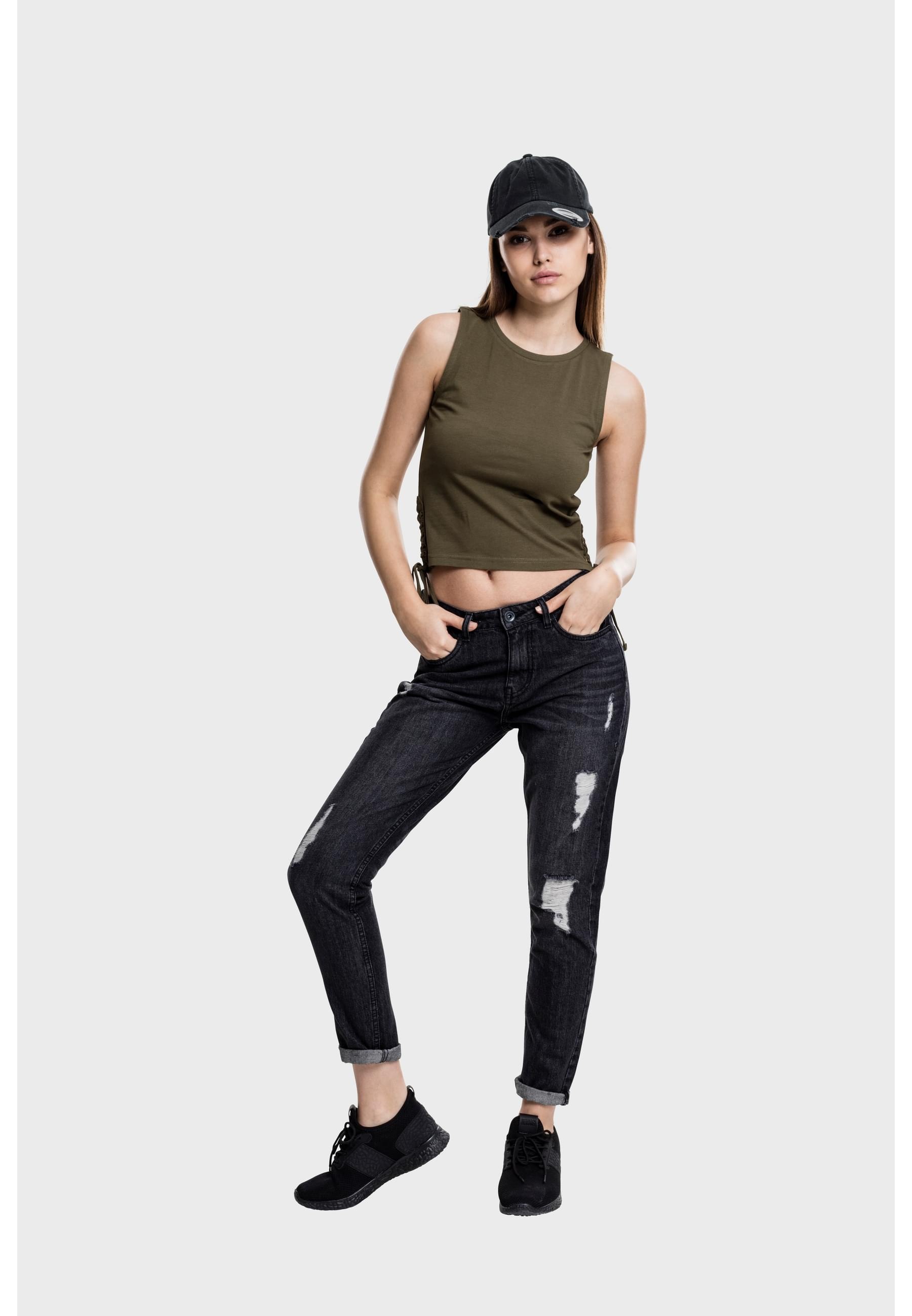 URBAN CLASSICS Muskelshirt »Urban Classics Damen Ladies Lace Up Cropped Top«, (1 tlg.)