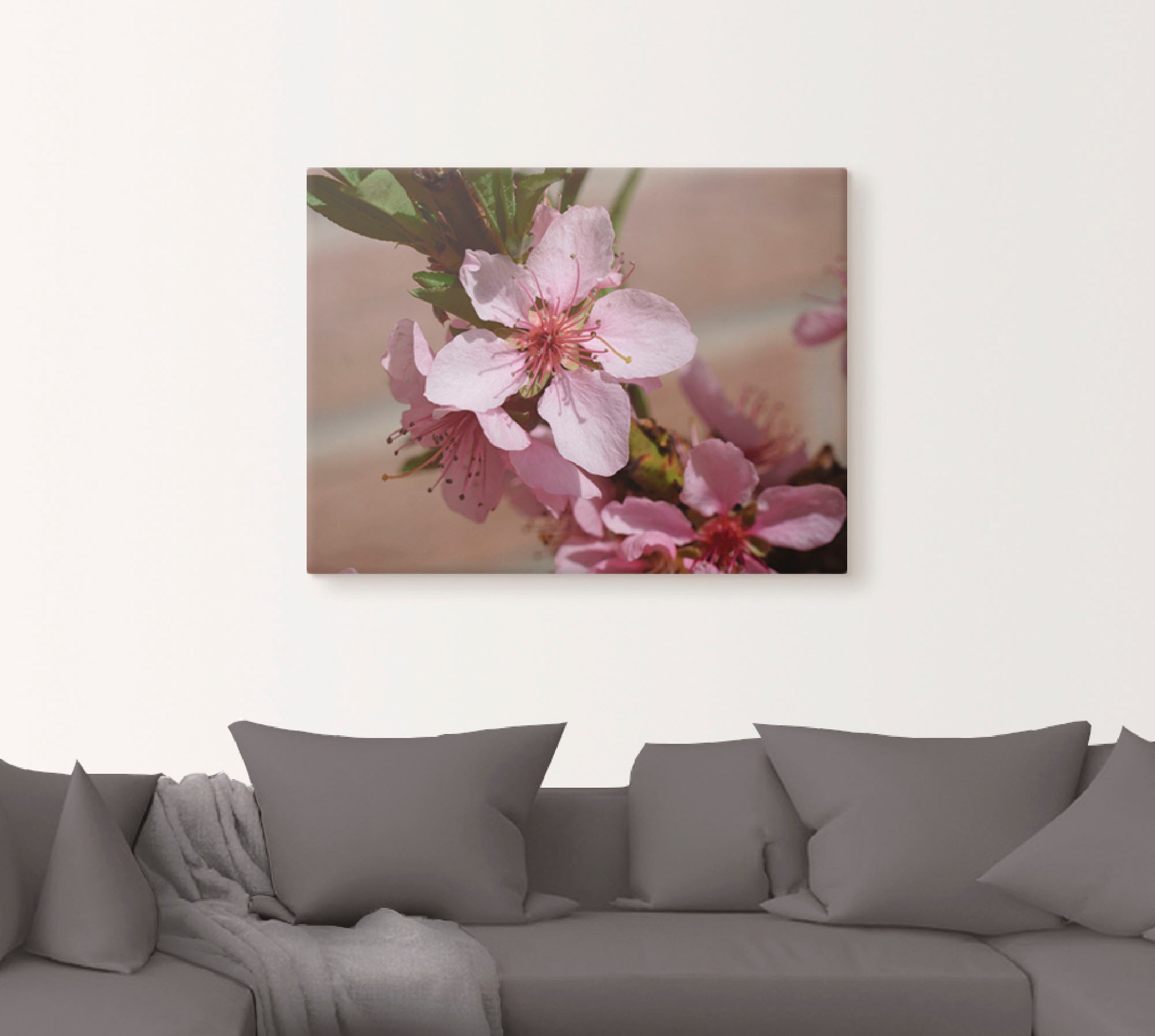 Artland Leinwandbild »Rosafarbene Pfirsichblüten«, Blumen, (1 St.), auf Keilrahmen gespannt