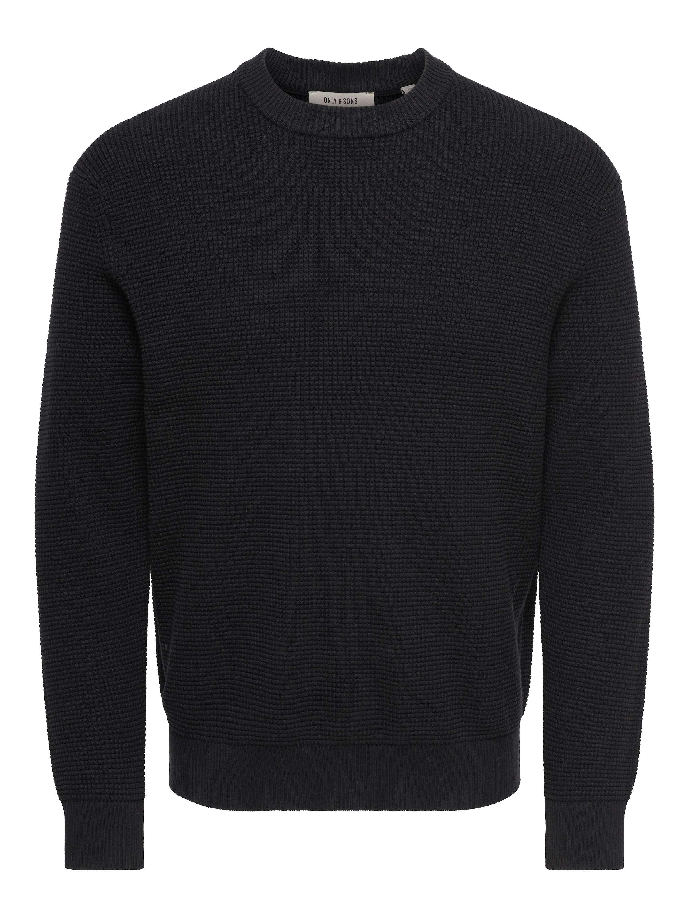 ONLY & SONS Rundhalspullover »ONSMARIUS LS WAFFLE CREW REG OTL« Baumwollmischung, regular fit