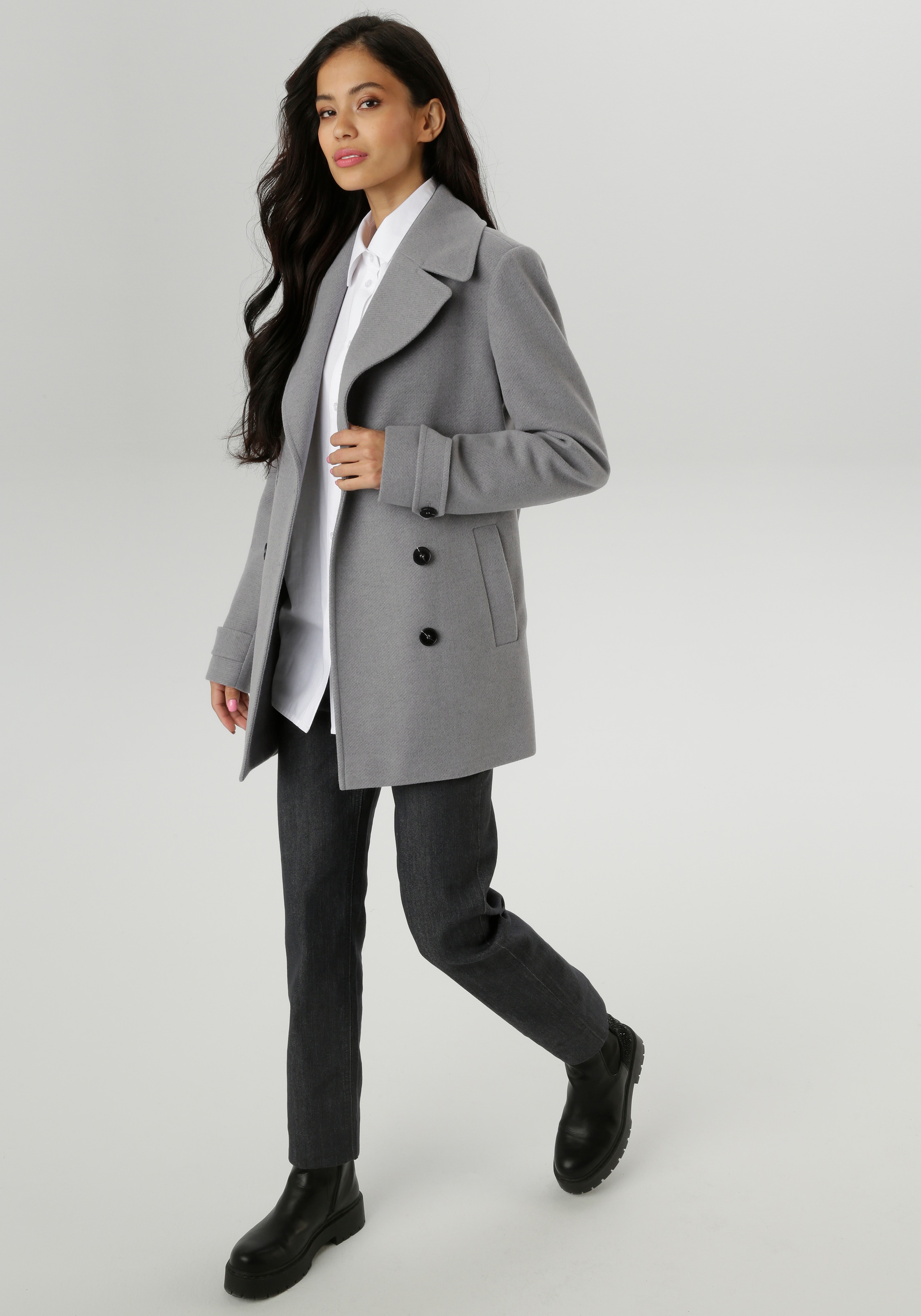 Aniston SELECTED Cabanjacke, ohne Kapuze, mit breitem Reverskragen - NEUE KOLLEKTION