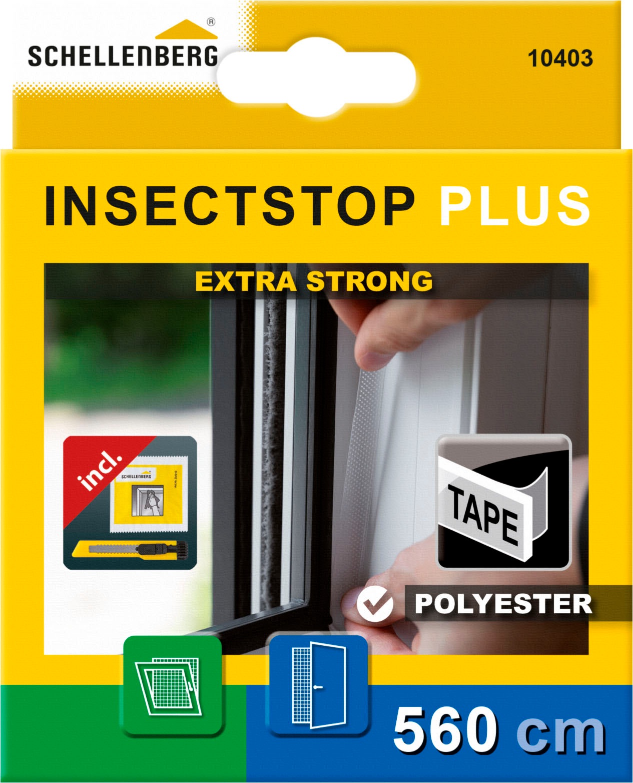 SCHELLENBERG Klett-Klebeband "Insektenschutzzubehör, Befestigungsband für Polyester-Fliegengitter", B/L: 1,1cm x 5.600cm, 1 Stk., transparent,