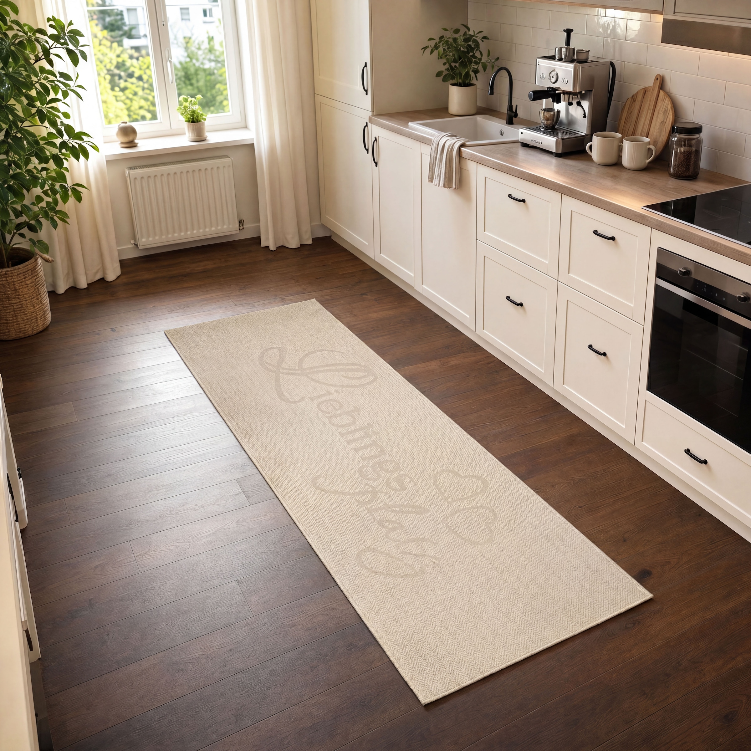 OTTO home Läufer »Lieblingsplatz, mit Schriftzug, In- und Outdoor geeignet« rechteckig 5 mm Höhe Wetterfest, UV-beständig, Küchenläufer, Camping, Balkon