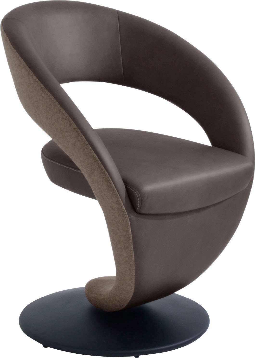K+W Komfort & Wohnen Esszimmerstuhl "Wave, Drehstuhl, Polsterstuhl" () Design-Drehstuhl, Drehteller in Metall schwarz, Farbkombination
