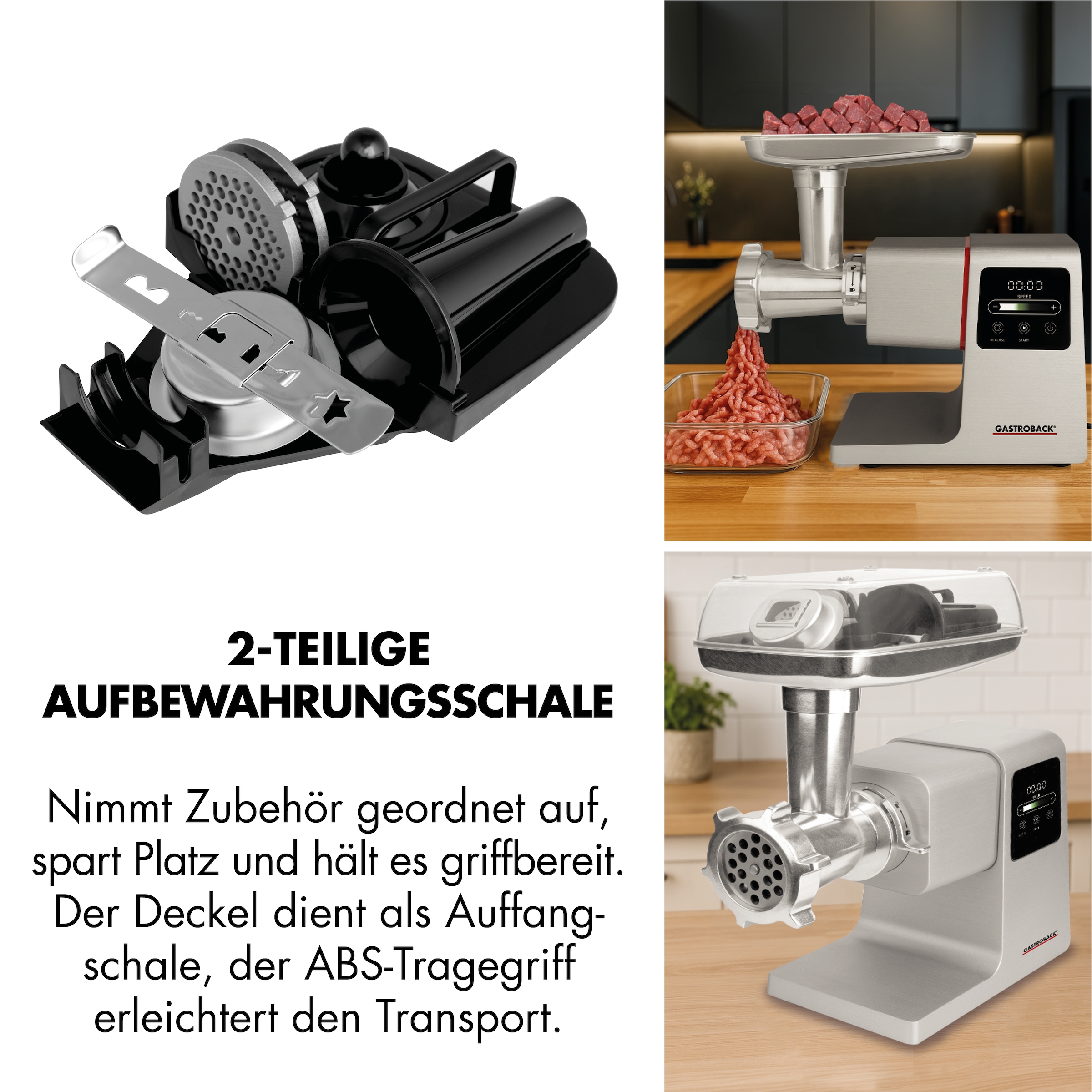 Gastroback Fleischwolf »Design Fleischwolf 6-in-1 Power Pro« inklusive Burger-Presse