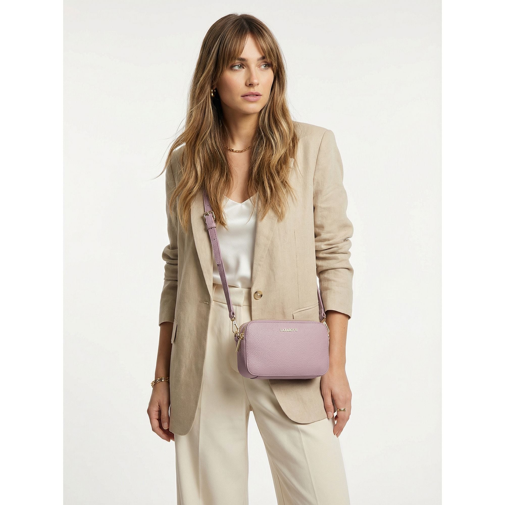 Lazarotti Umhängetasche »Bologna Leather Umhängetasche Camera-Bag Leder Double-Zip 18 cm«
