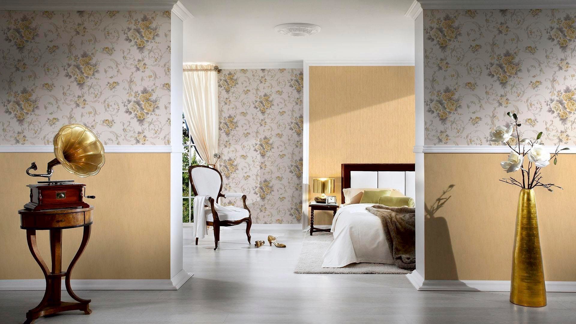 living walls Vliestapete »Romantica«, Barock-ornamental-gemustert, Klassische Tapete Floral Metallic Tapeten Wohnzimmer modern Design