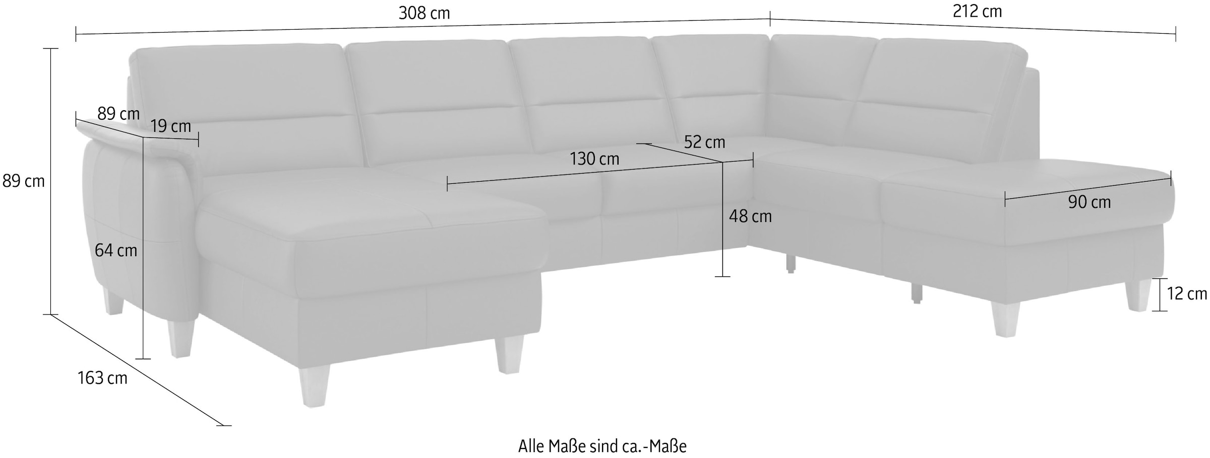 Home affaire Wohnlandschaft »Palmera U-Form«, Federkern, wahlweise mit Bettfunktion und mit/ohne Stauraum