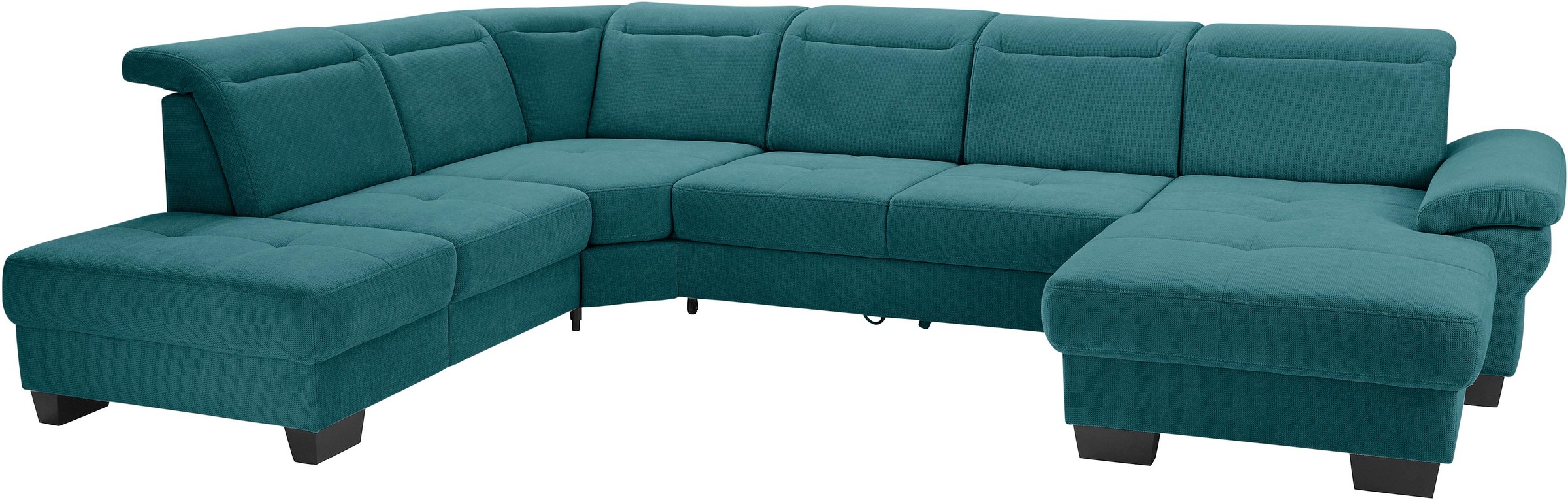 Wohnlandschaft HOME AFFAIRE "Cornwall U-Form", blau (petrol), B:360cm H:84cm T:253cm, Struktur fein (100% Polyester);Luxus-Microfaser weich (90% Polyester, 10% Polyamid), Sofas, Wohnlandschaft, inkl. Sitztiefenverstellung, wahlweise mit Bettfunktion