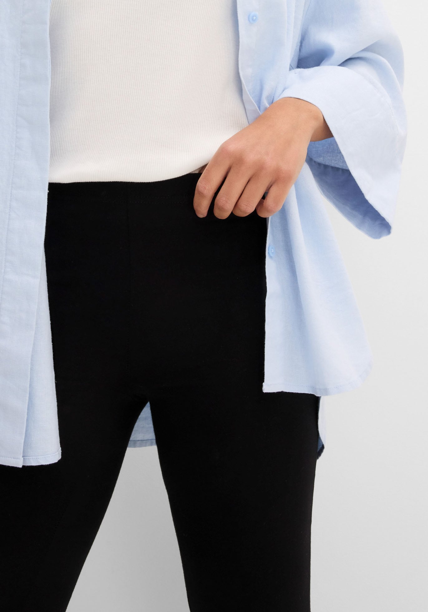bonprix Caprileggings  aus Baumwolle mit Elasthan, Skinny Fit, mit gekrempeltem Saum