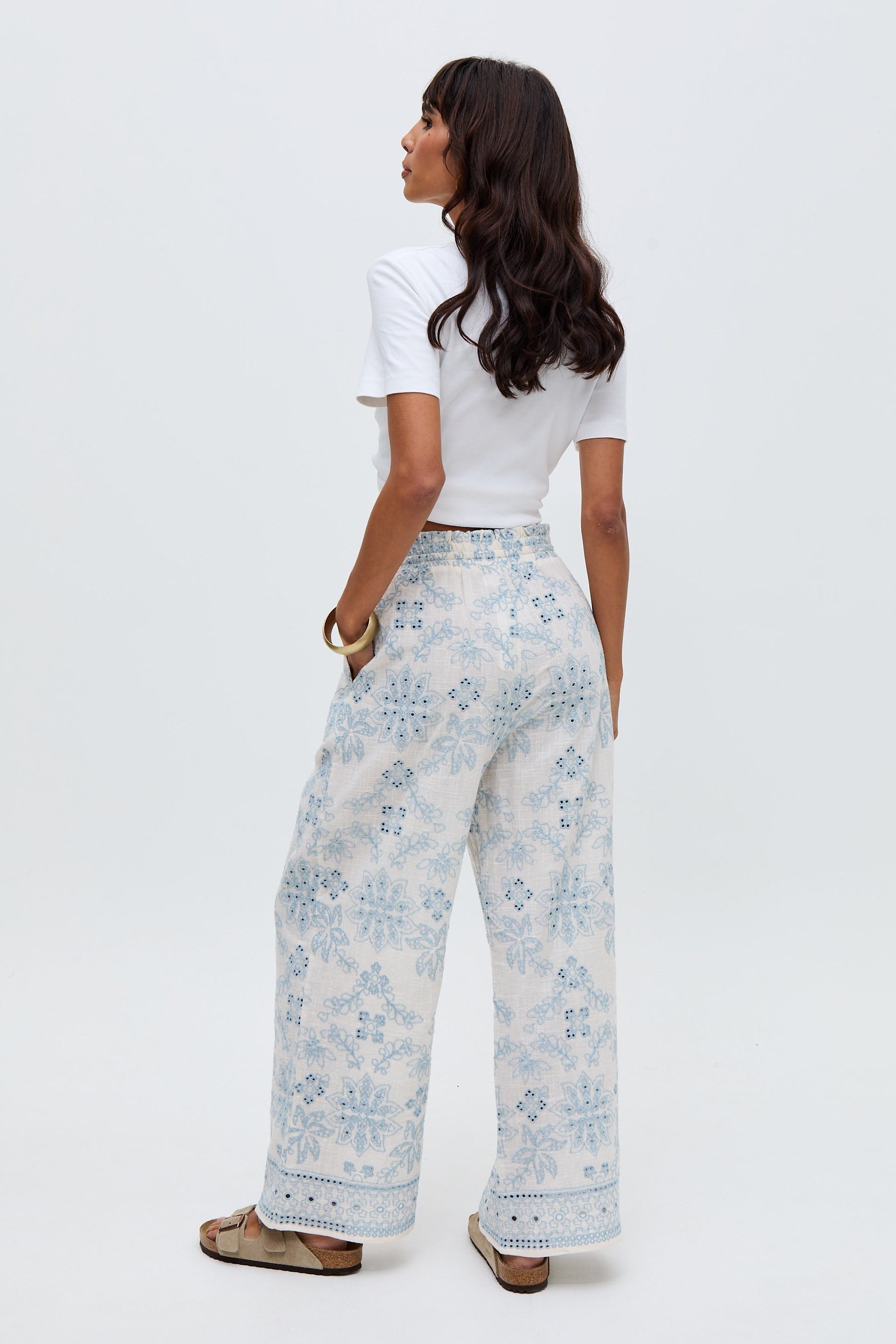 RAFFYA Jerseyhose »Cherice Wide leg All Over Embroidered Trouser Damen«