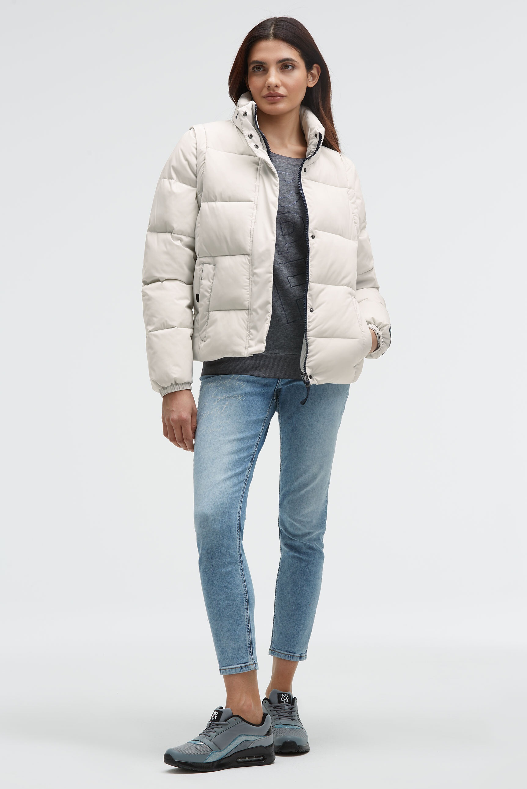 SOCCX Winterjacke ohne Kapuze mit abnehmbaren Ärmeln