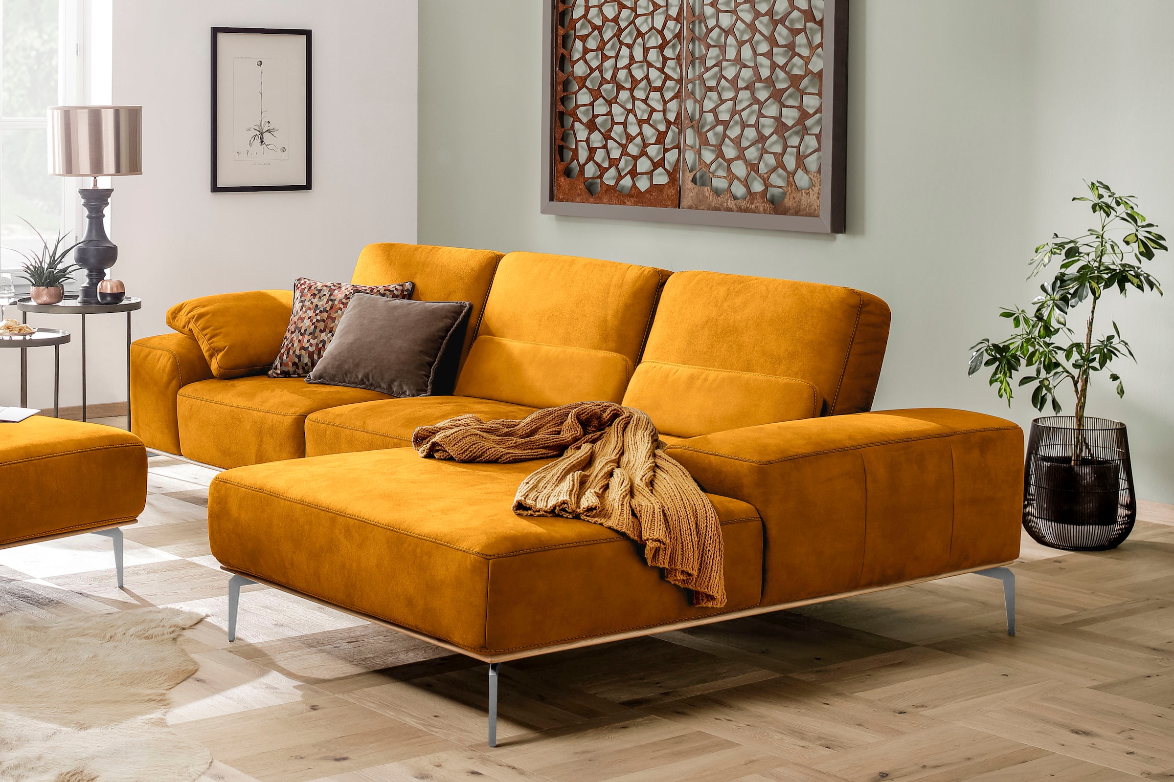 W.SCHILLIG Ecksofa "run", mit elegantem Holzsockel, Füße in Chrom glänzend, günstig online kaufen