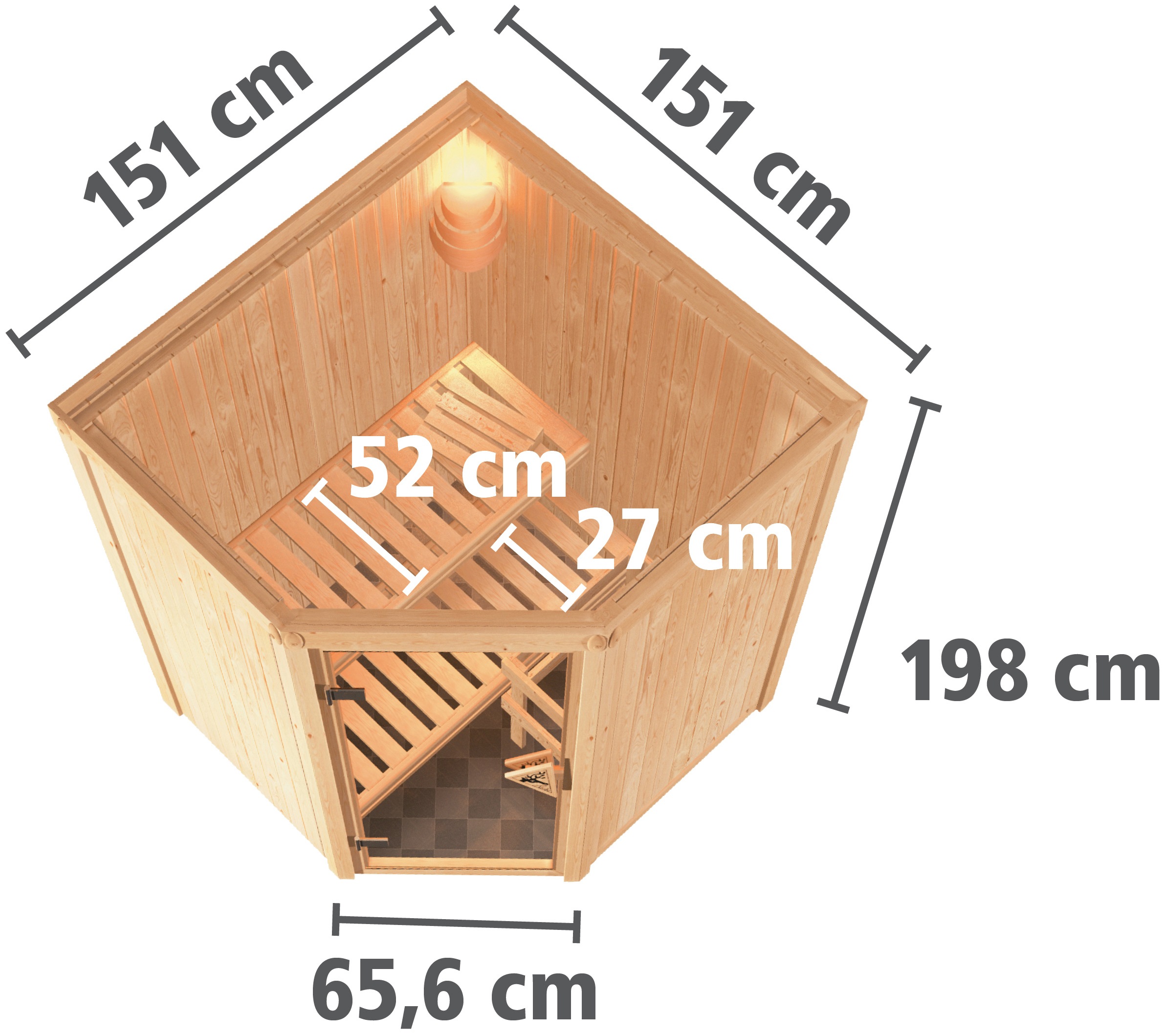 Karibu Sauna »Nanna«, (Set), 3,6-kW-Plug & Play Ofen mit externer Steuerung