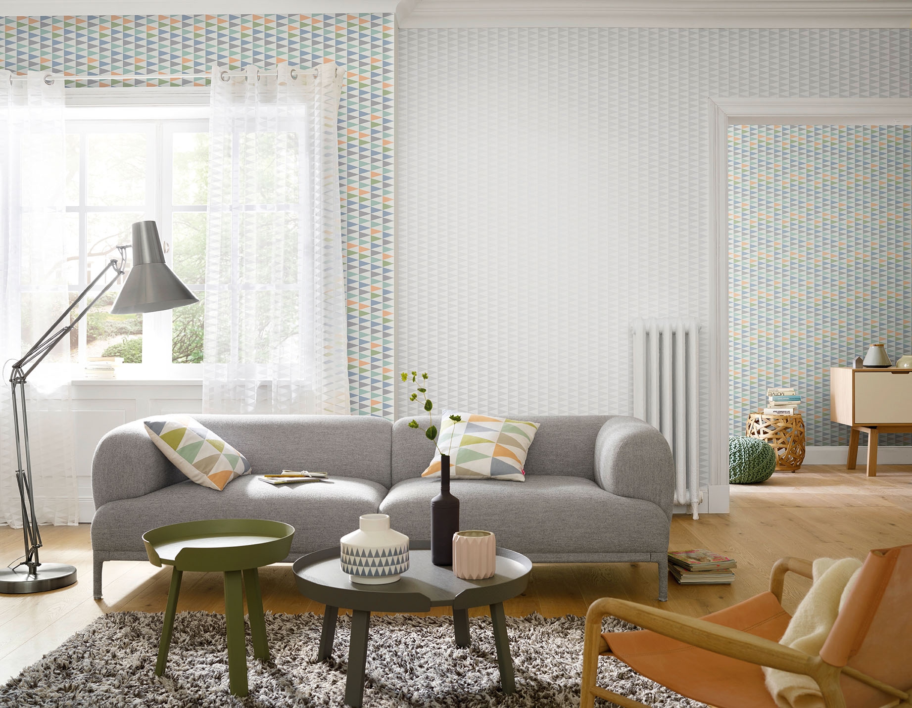 freundin Home Collection Dekokissen weiß-bunt«, Living Polyesterfüllung 04 Kissen BAUR mit bedruckt »Nordic 45x45 mit | cm Dreiecksmotiven