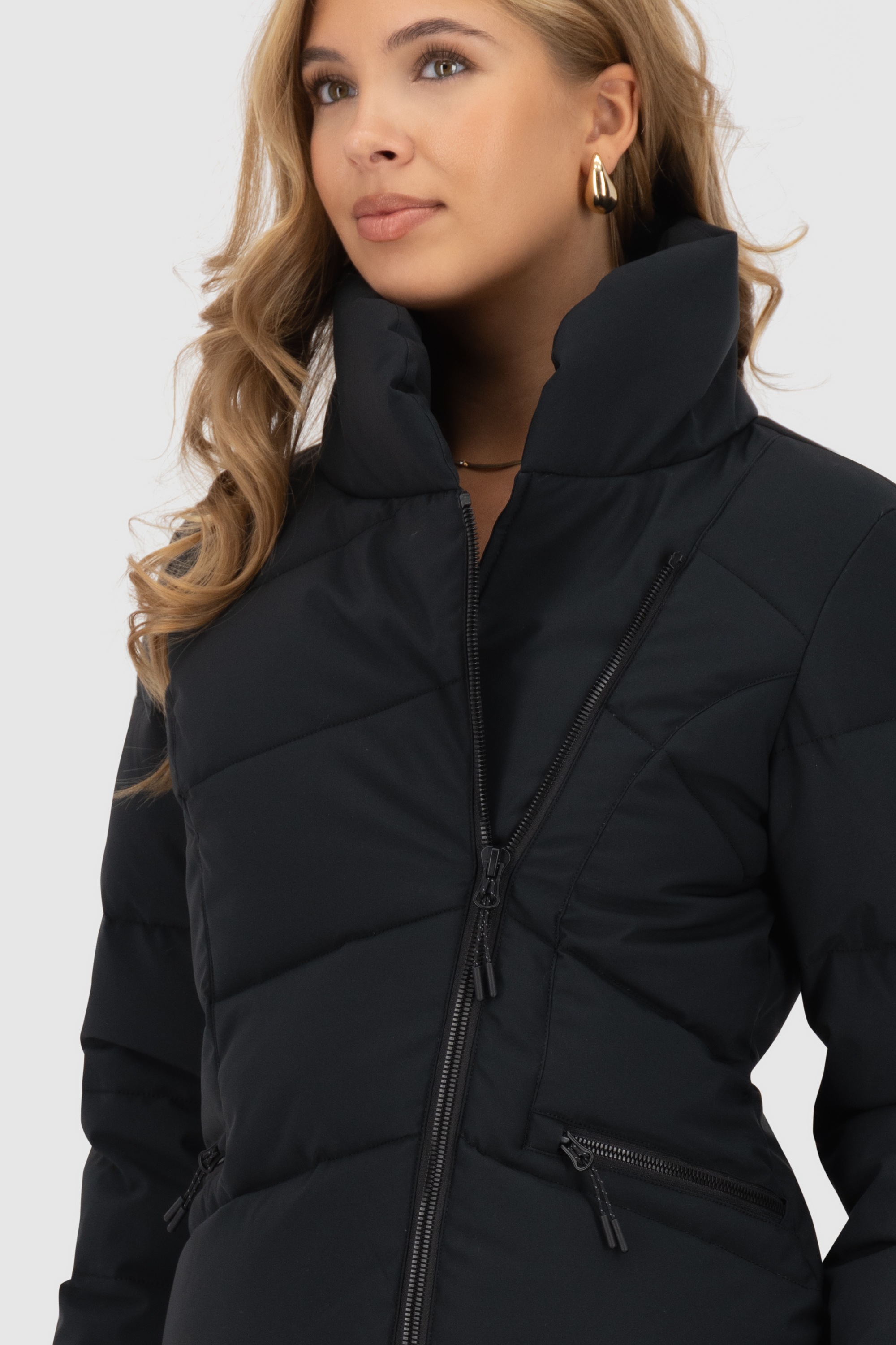 Alife & Kickin Winterjacke »Damen NellAK A«, ohne Kapuze, Figurbetont mit schrägem Reißverschluss und hohem gefütterten Kragen