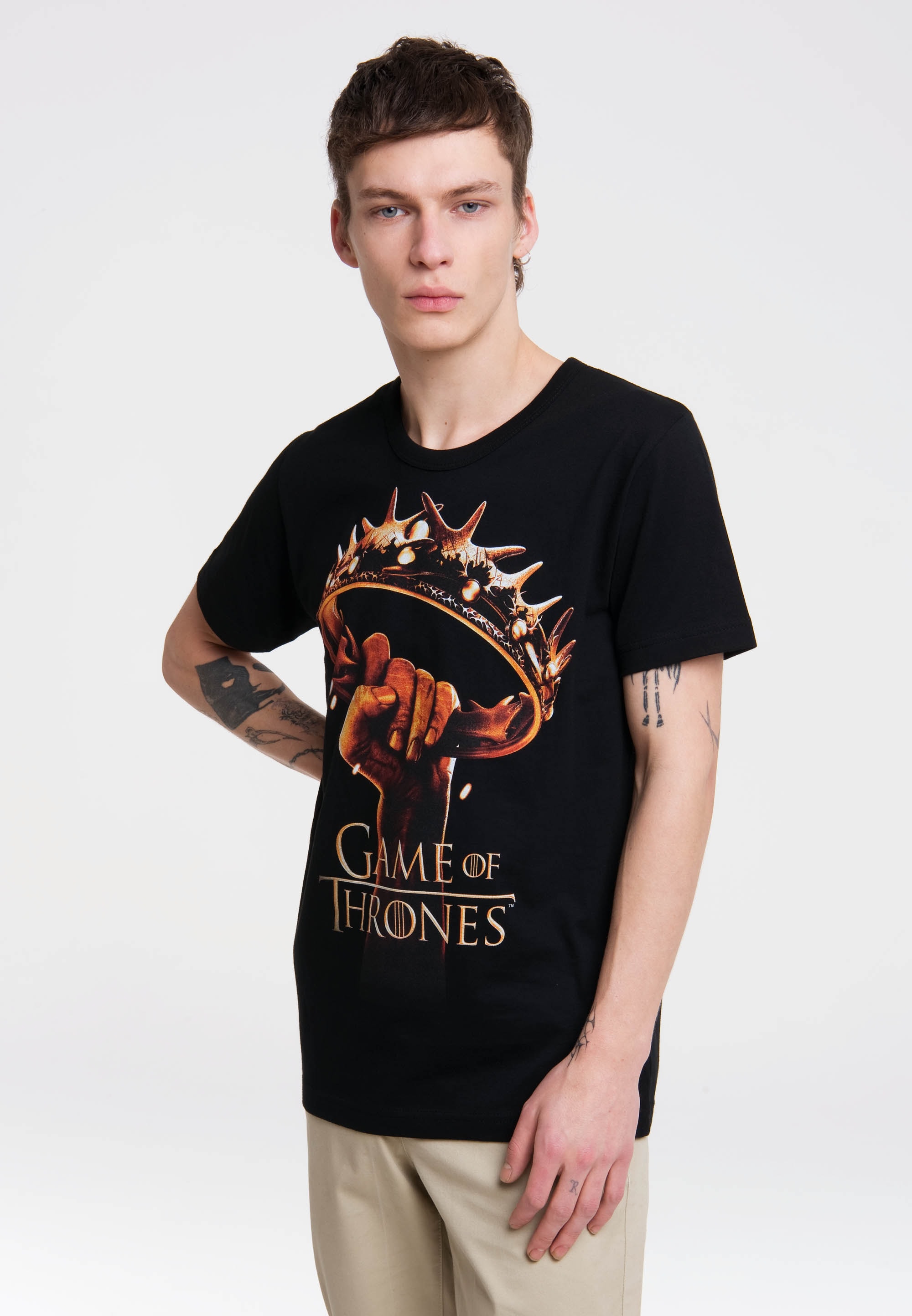 kaufen Thrones-Frontprint | LOGOSHIRT Krone«, of ▷ mit - Game »Game Thrones T-Shirt Of BAUR