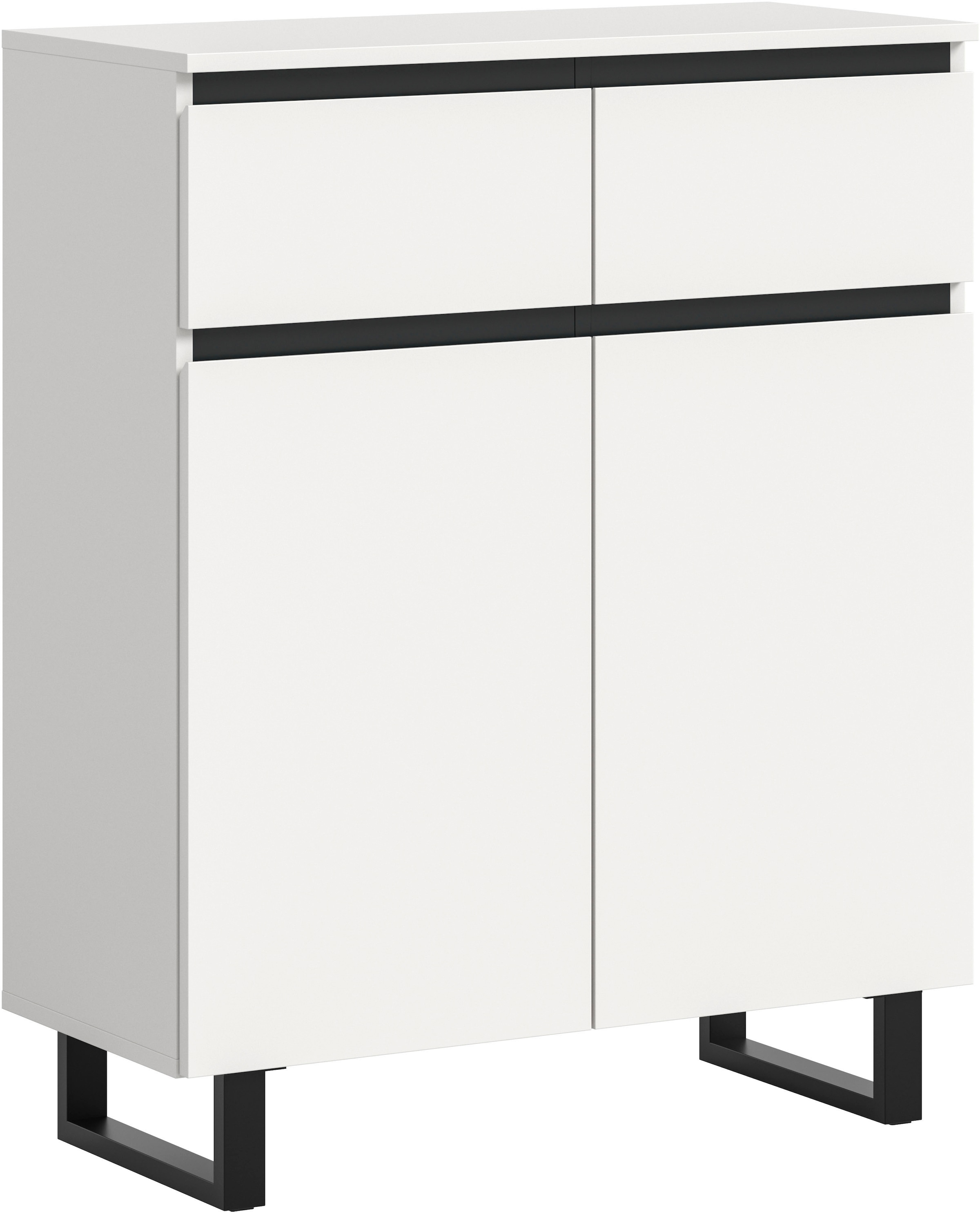 INOSIGN Kommode "TOMA, Höhe: 99cm, mit Metall-Kufen-Fuß, 2 Türen, 2 Schubkä günstig online kaufen