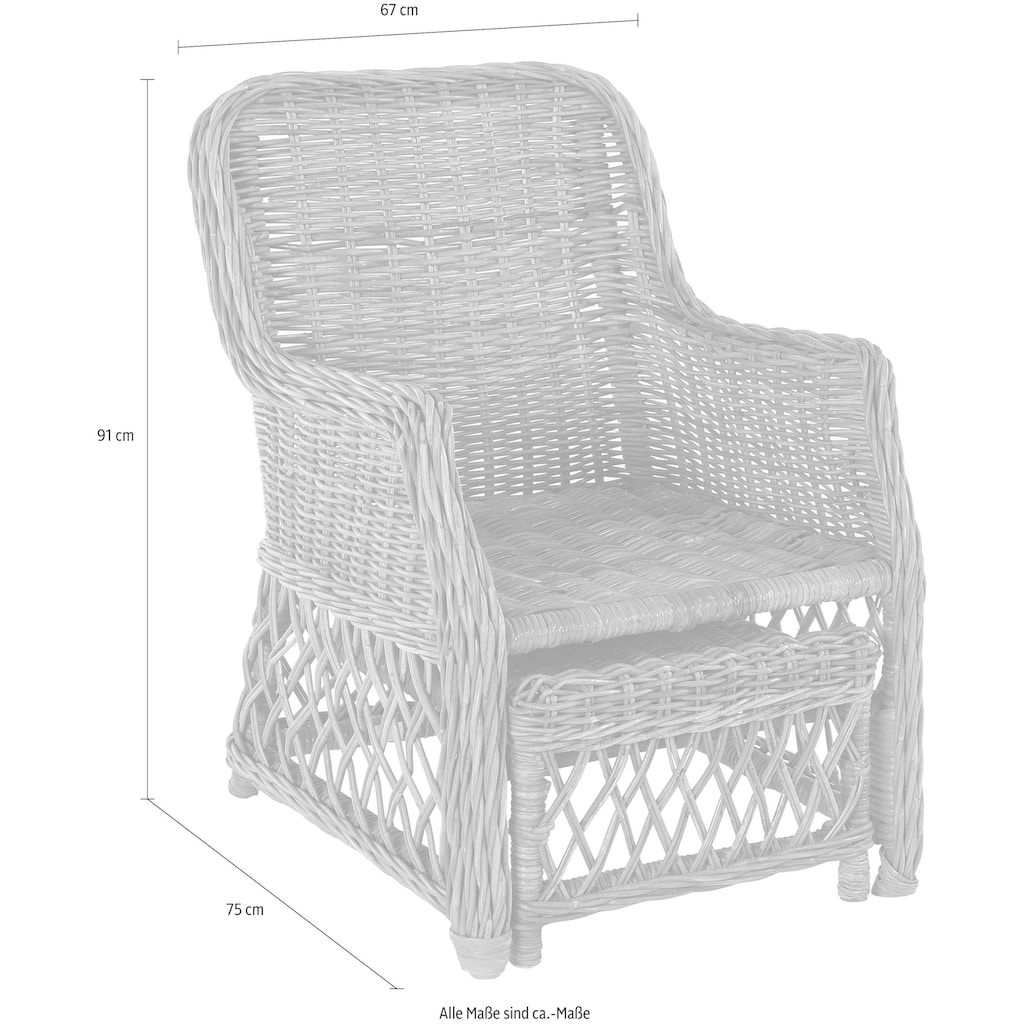 Home affaire Rattanstuhl, Handarbeit, Maße (B/T/H): (67/75/91)