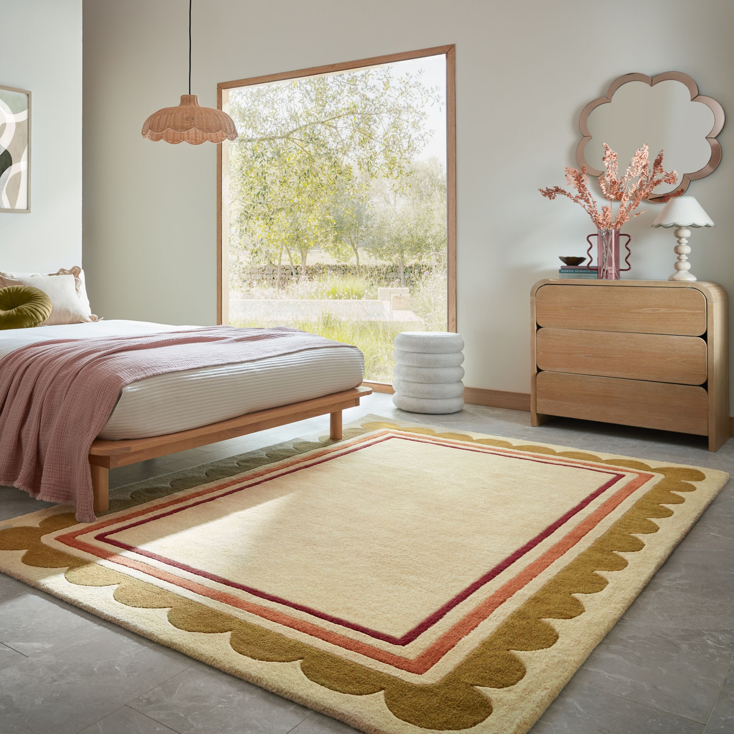 FLAIR RUGS "Lois mit Jakobsmuschelbordüre" rechteckig 10 mm Höhe mit Jakobsmuschelbordüre