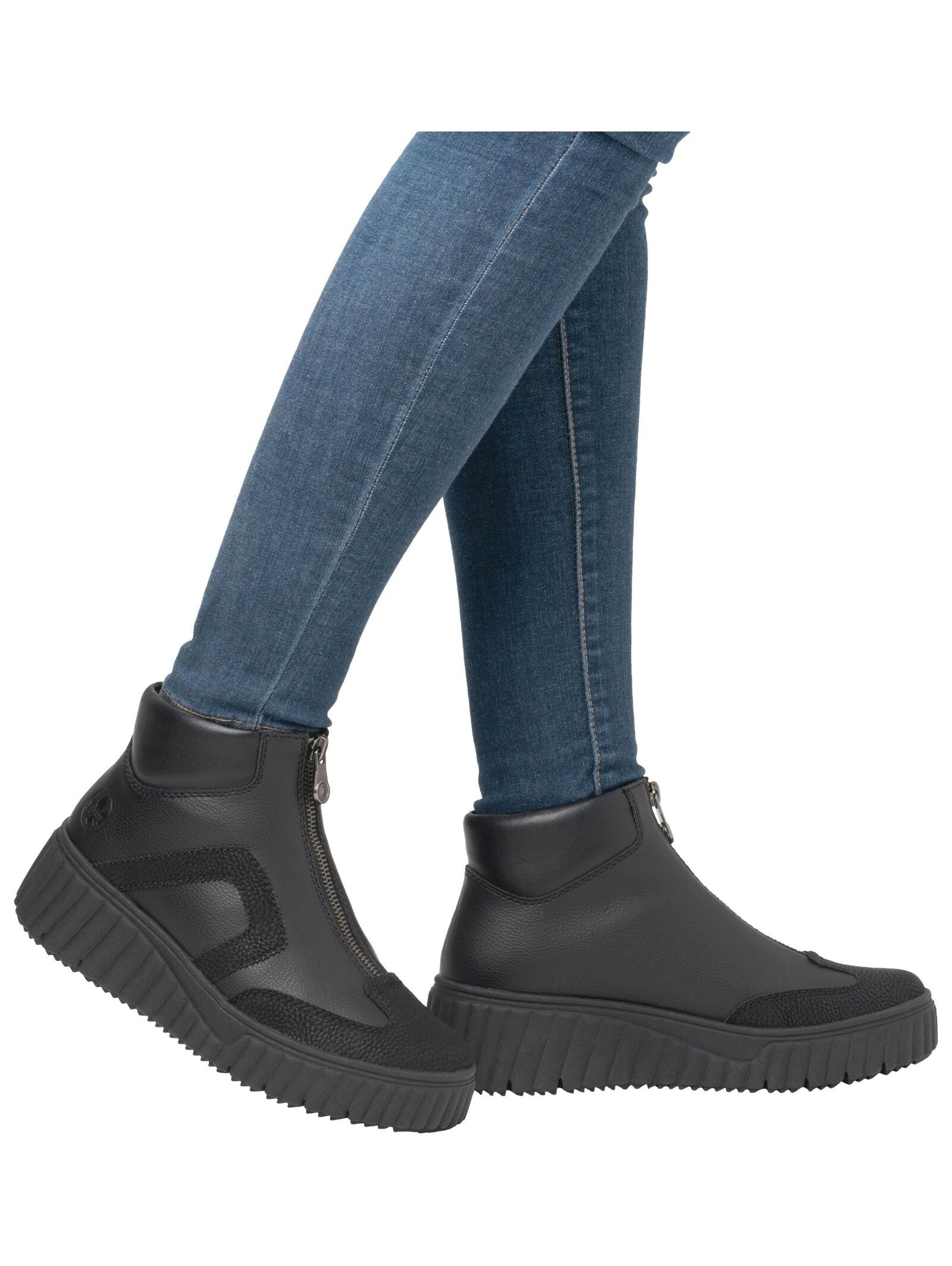 Keilstiefelette RIEKER "Rieker Stiefelette Lederimitat", Damen, Gr. 40, schwarz, Lederimitat, Schuhe 2