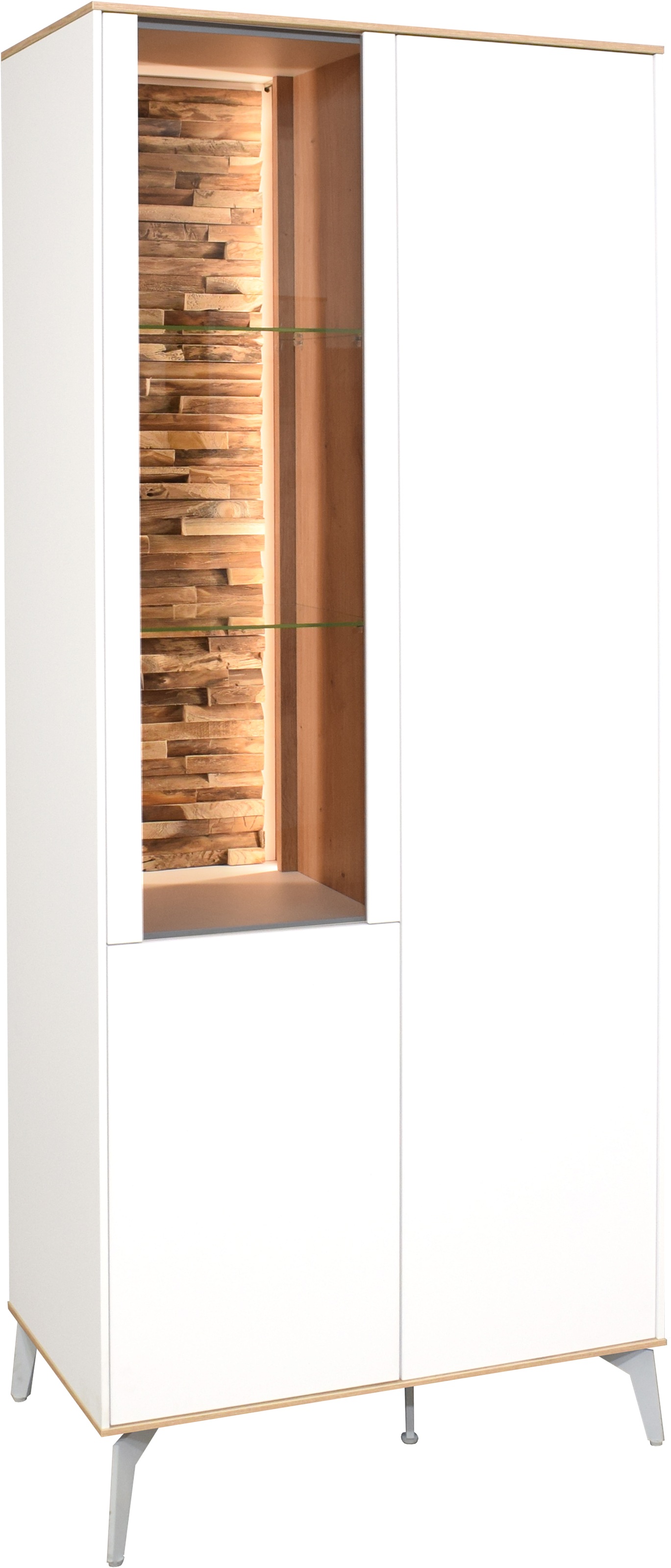 Mäusbacher Vitrine »Faro«, Faro Vitrinenschrank B 81 cm, inkl. Bel., Push to open, Metallfüße