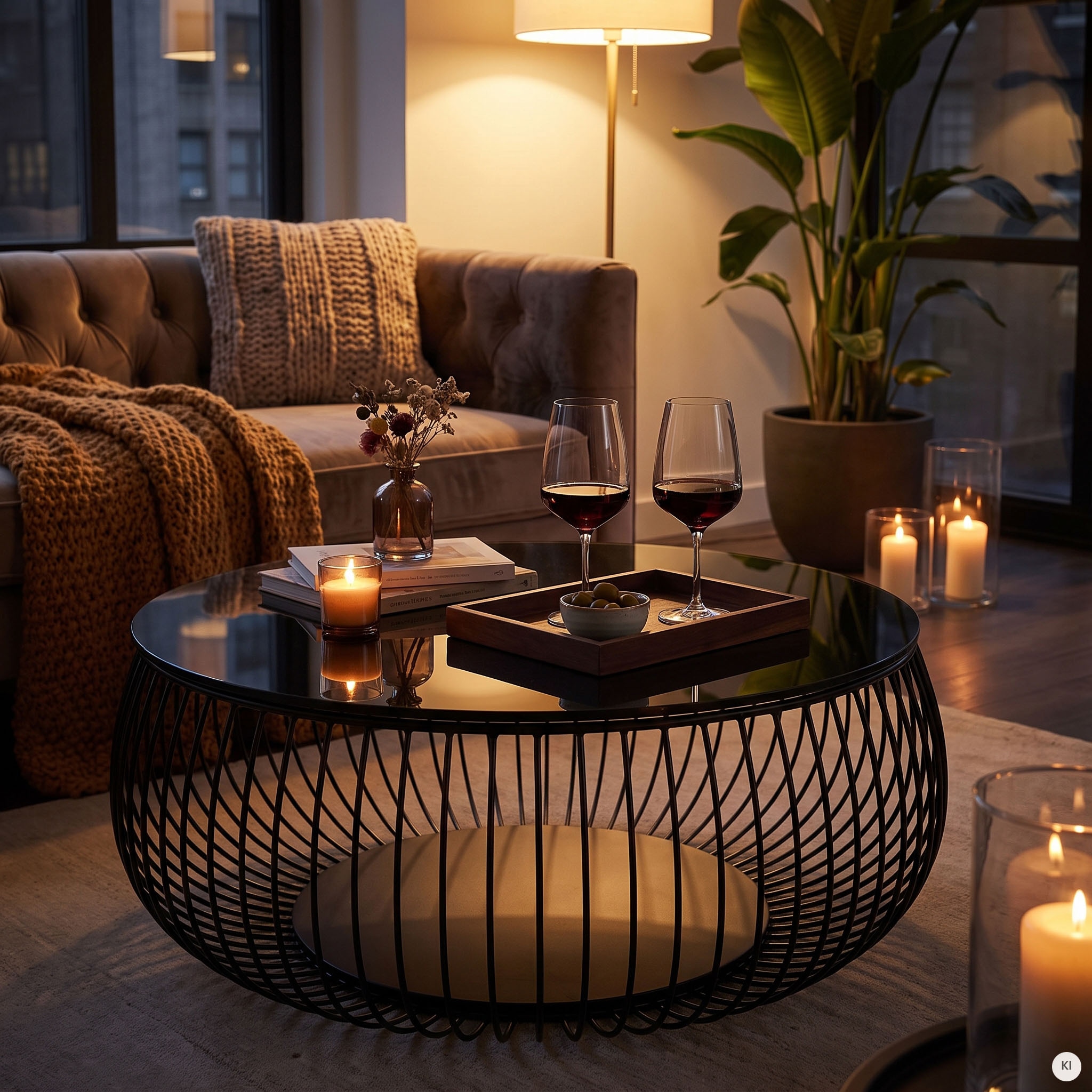 SalesFever Couchtisch »Coffeetable Wohnzimmertisch im minimalistischen Stil« 10 mm starke Klarglasplatte mit Marmordruck