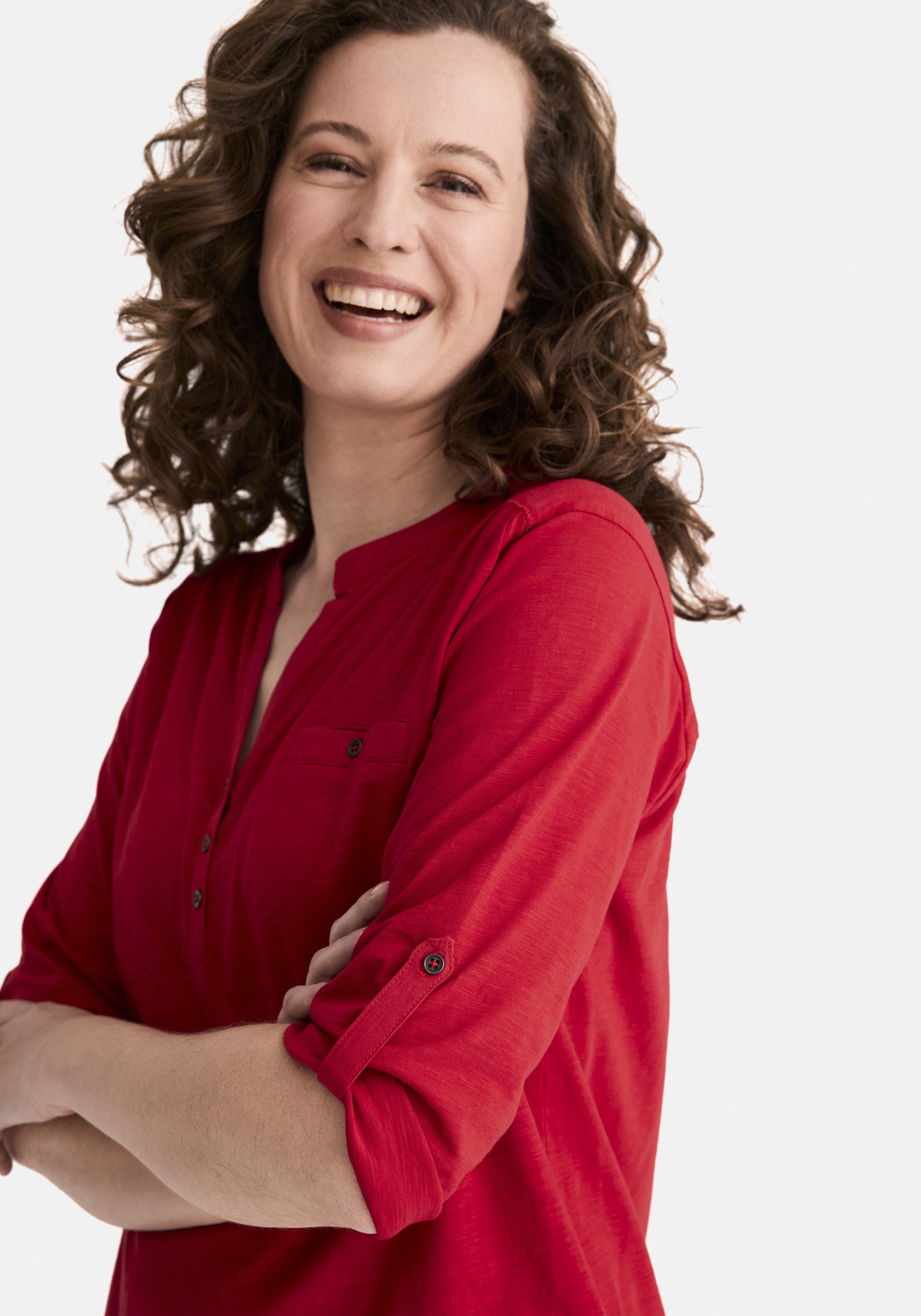 STOOKER WOMEN 3/4-Arm-Shirt »MARIE T-Shirt 3/4 - Arm« Regular Fit Slub Yarn Baumwolle Henley Shirt Knopfleiste für Damen