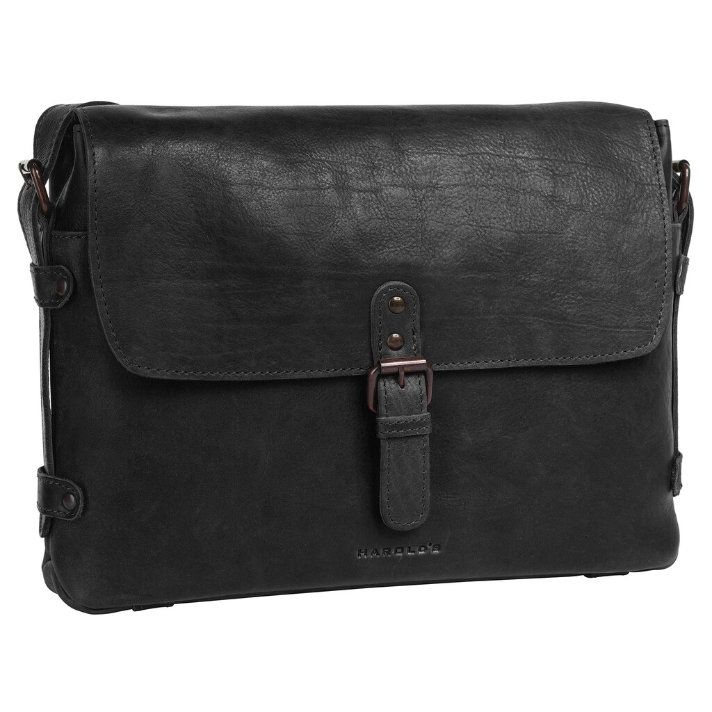 Herrenmode Taschen Harold's Messenger Bag, (1 tlg.), echt Leder schwarz
