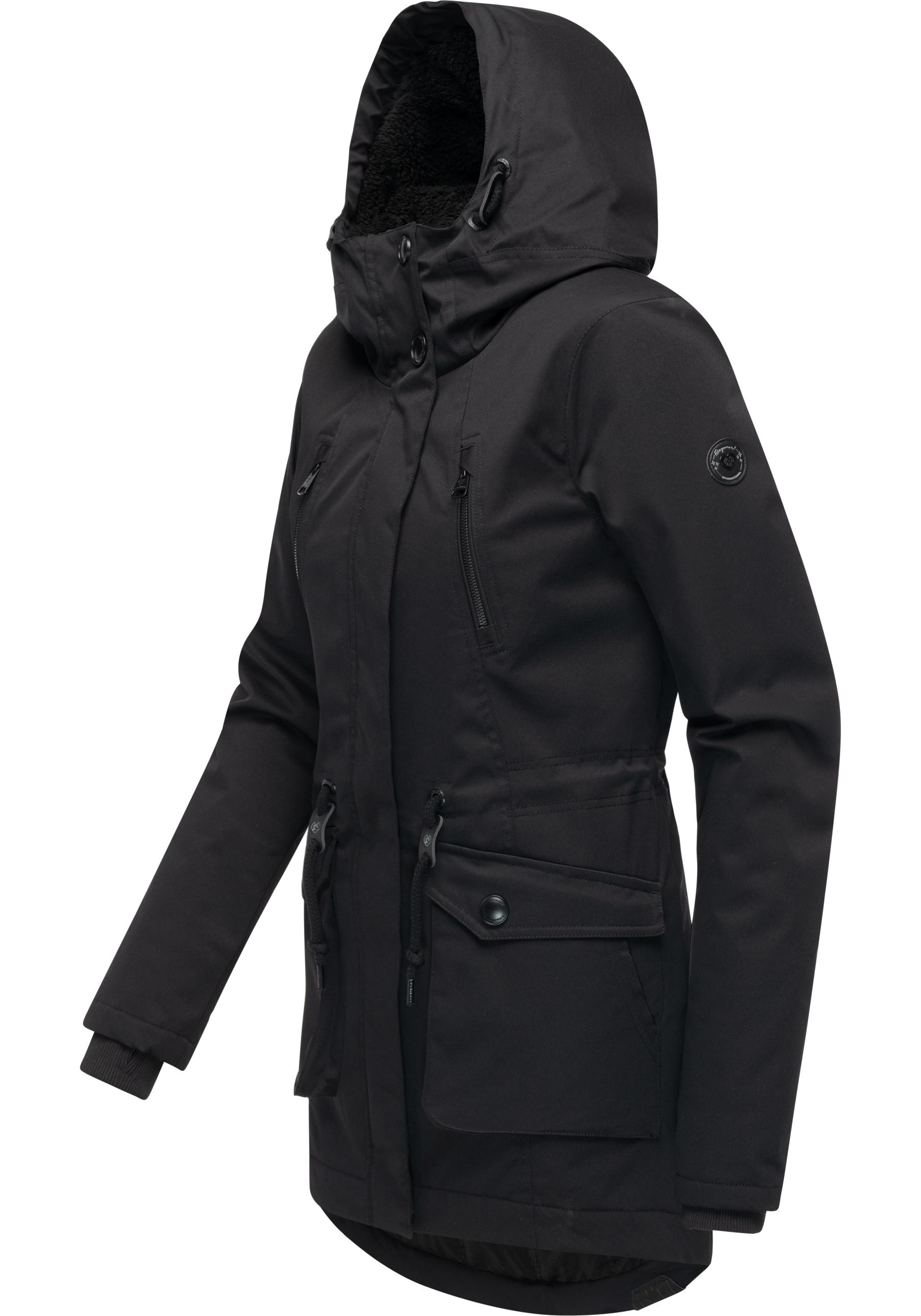 Ragwear Kurzmantel »Ellsa YOUMODO« Winterparka mit auffälligen Taillenzugkordeln und Kapuze