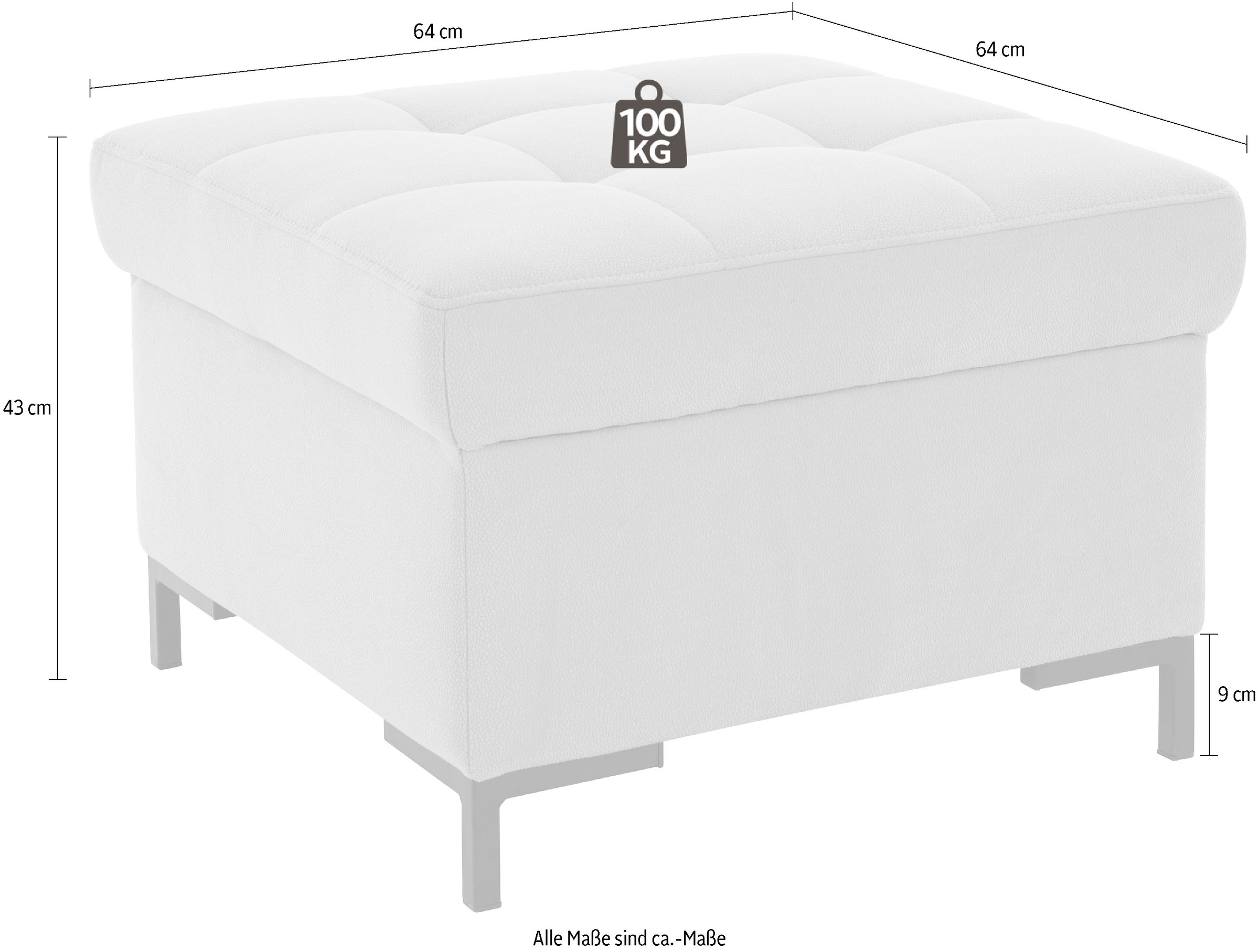 OTTO products Hocker »Grazzo«, hochwertige Stoffe aus recyceltem Material, Steppung im Sitzbereich
