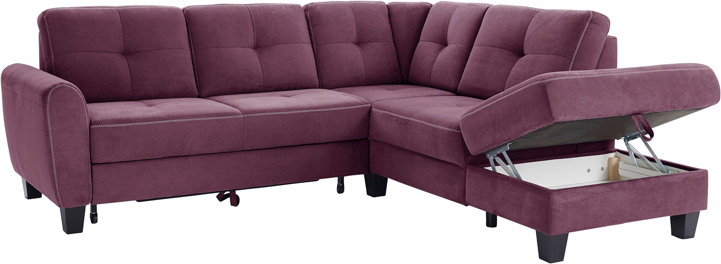 sit&more Ecksofa »Varese L-Form«, mit Federkern, wahlweise mit Bettfunktion und Stauraum