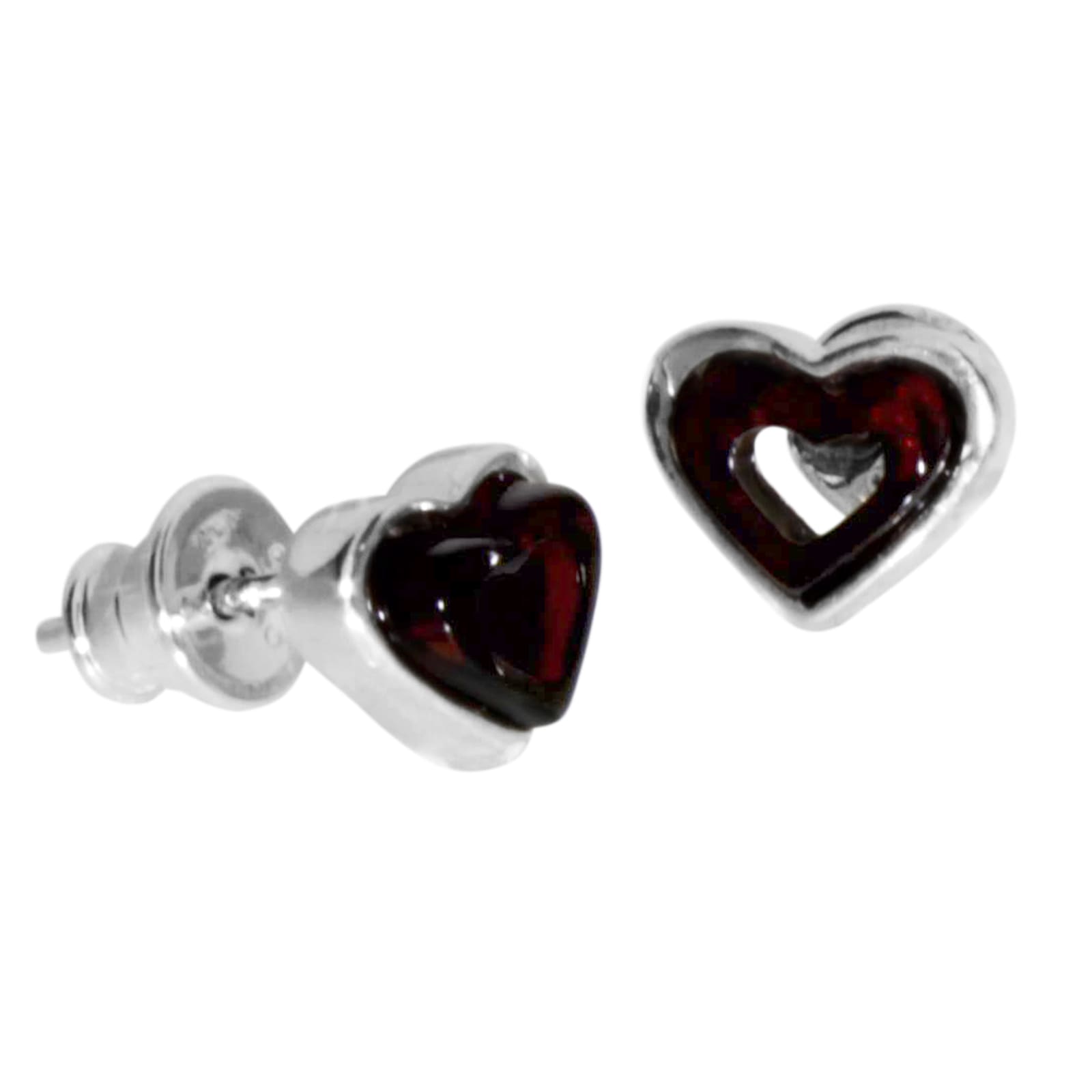 Paar Ohrstecker OSTSEE-SCHMUCK "- Herz - Silber 925/000 - Bernstein" Gr. 8, silber (silber 925, silberfarben, weiß), Ohrringe, Damen, Silber 925 (Sterlingsilber)