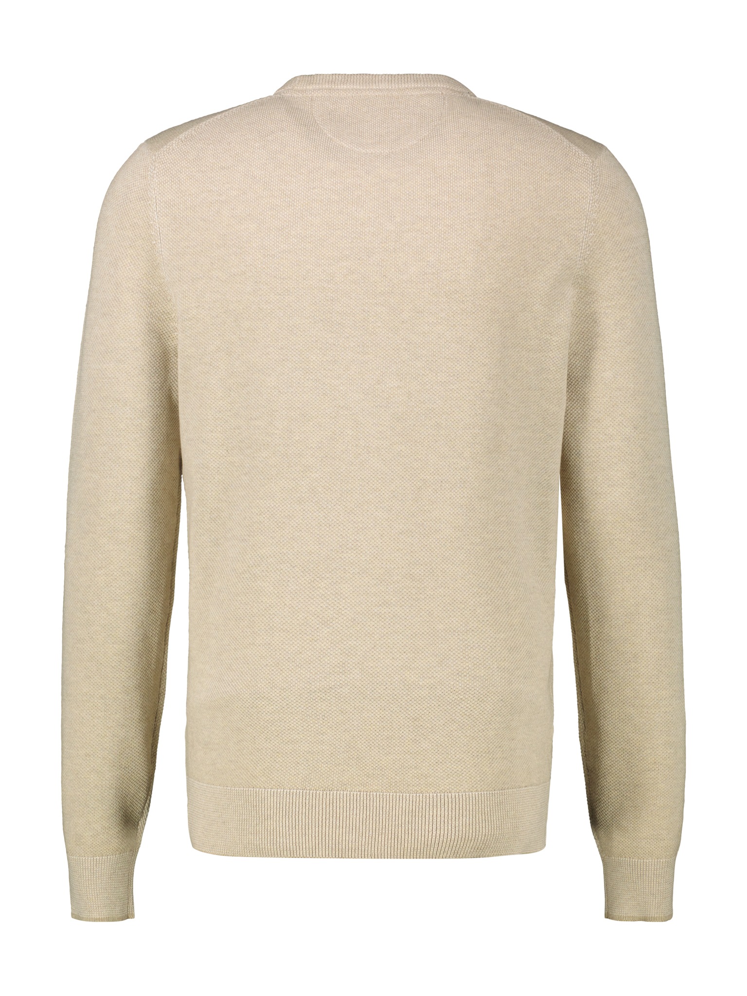 Strickpullover LERROS "Sportiver Strickpullover", Herren, Gr. XL, tender beige melange, 100% Baumwolle, Rundhals, Pullover Strickpullover 3