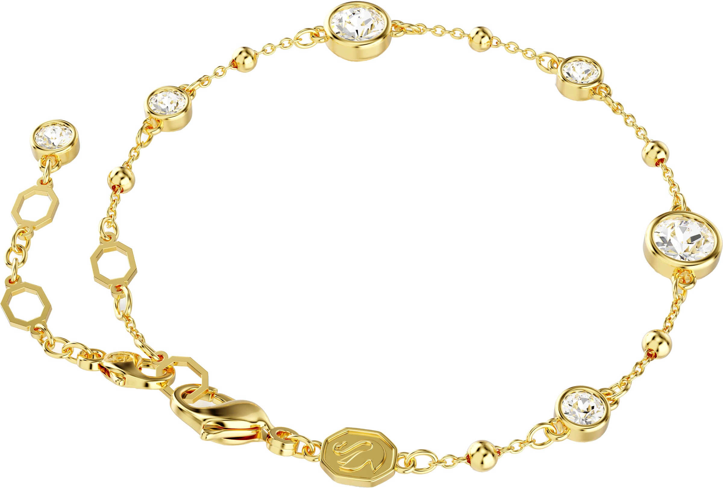 Armkette SWAROVSKI "Schmuck Geschenk Imber Armband" Gr. M, gold (gelbgoldfarben, kristallweiß, kristallweiß), Armbänder, Damen, M, Metall, Armkette, mit Swarovski Kristall 3