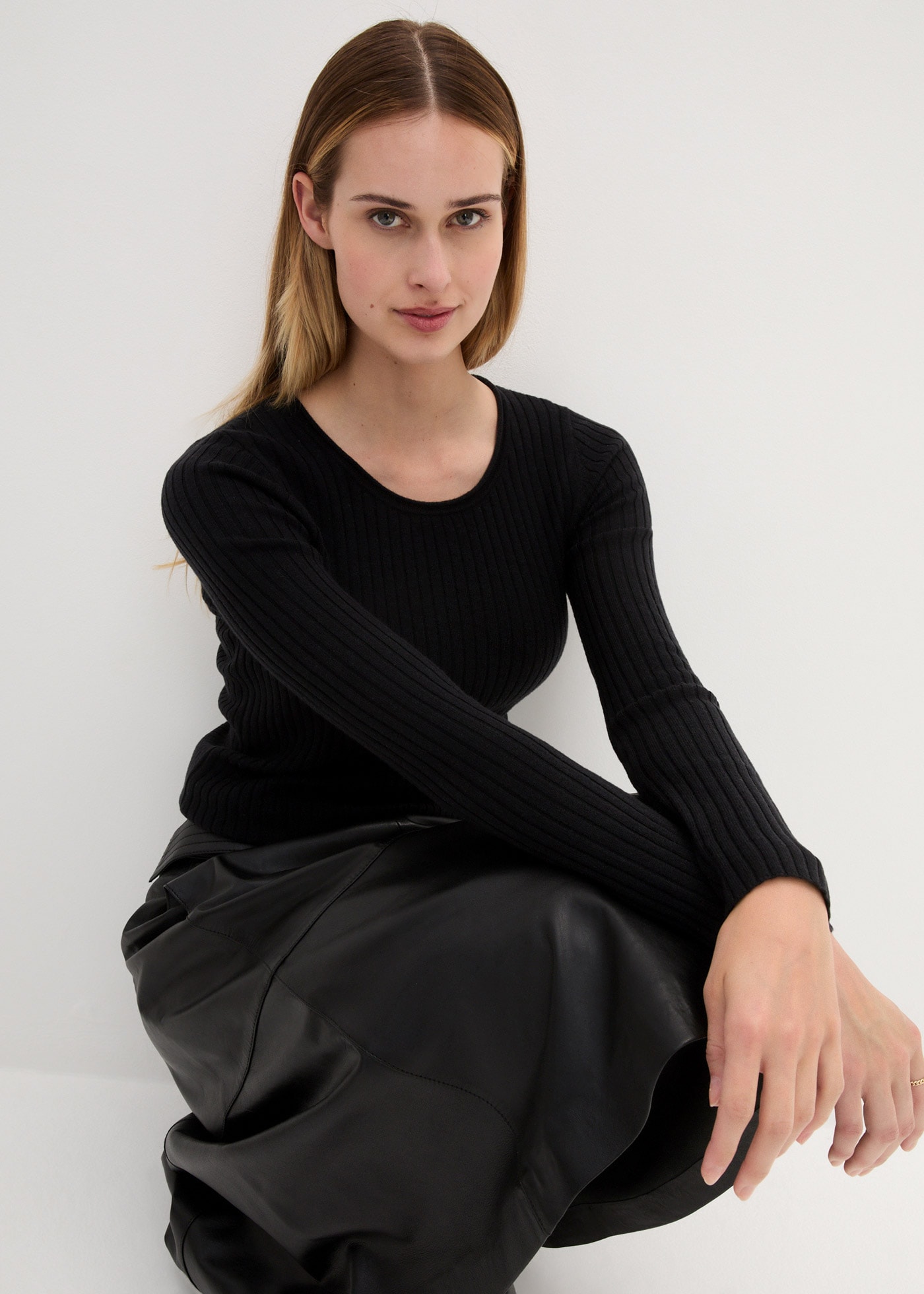 bonprix Strickpullover aus Merinowolle, Langarm, für Frühling und Sommer, schmale Passform