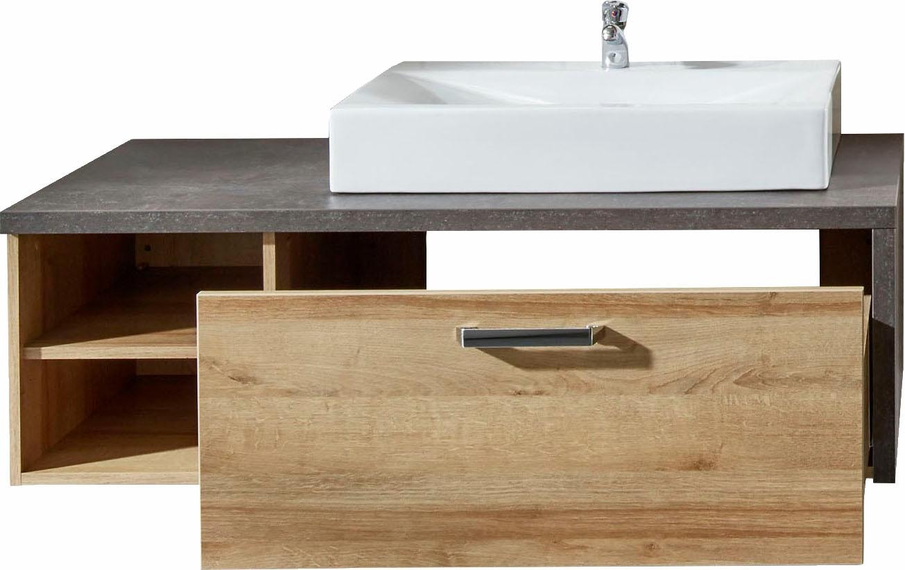 welltime Waschbeckenunterschrank »Bilbao«, Waschtisch mit Metallgriff und 2 Fächern - Maße (B/T/H) 123/53/39 cm