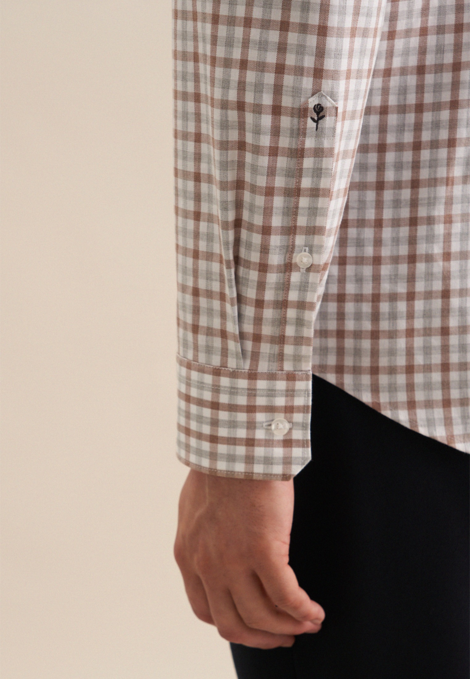 seidensticker Flanellhemd »Slim«, Slim Langarm Button-Down-Kragen Karo