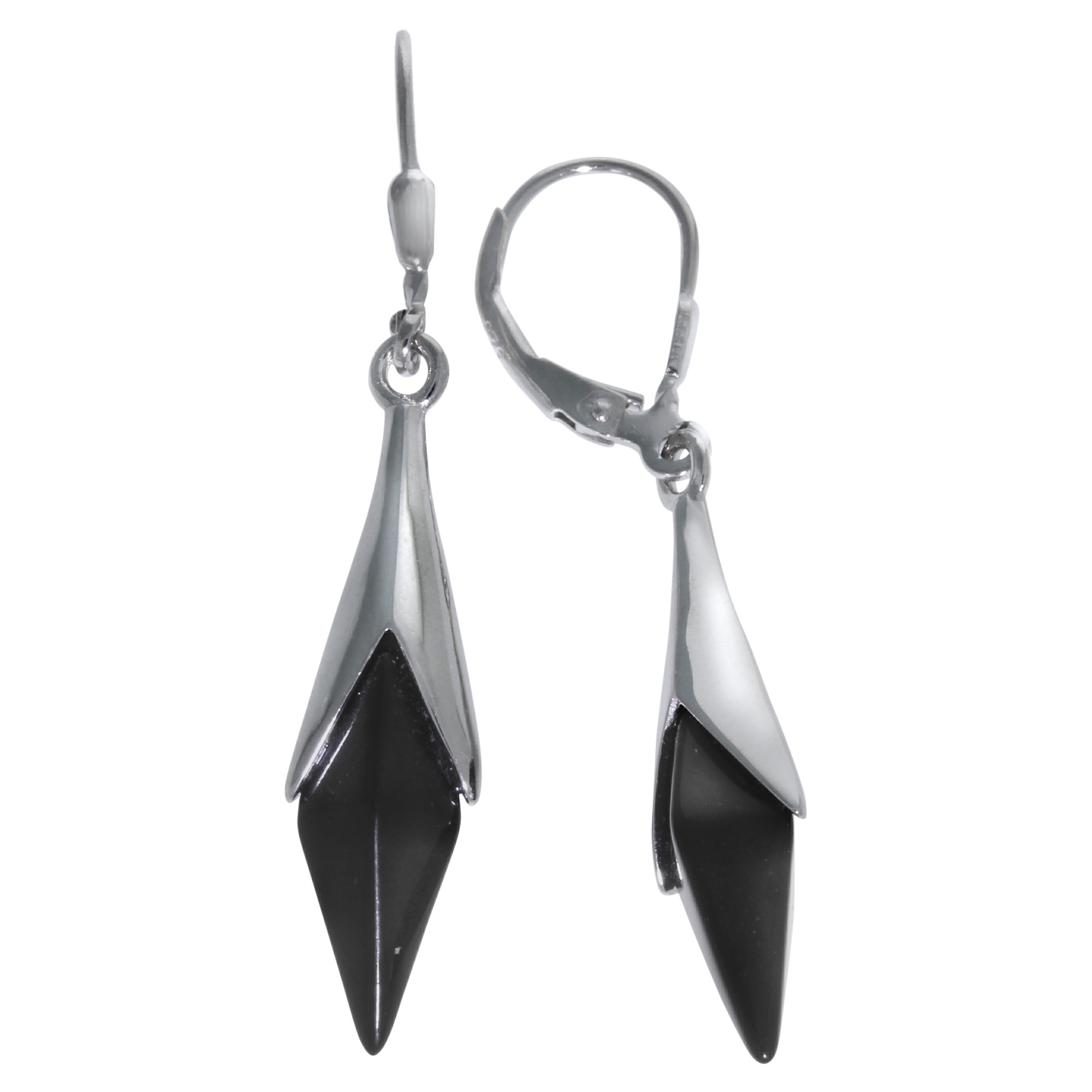 Paar Ohrhänger VIVANCE "925/- Sterling Silber synth. Onyx", weiß (weiß, schwarz), Ohrringe, Damen, one-size, Silber 925 (Sterlingsilber)
