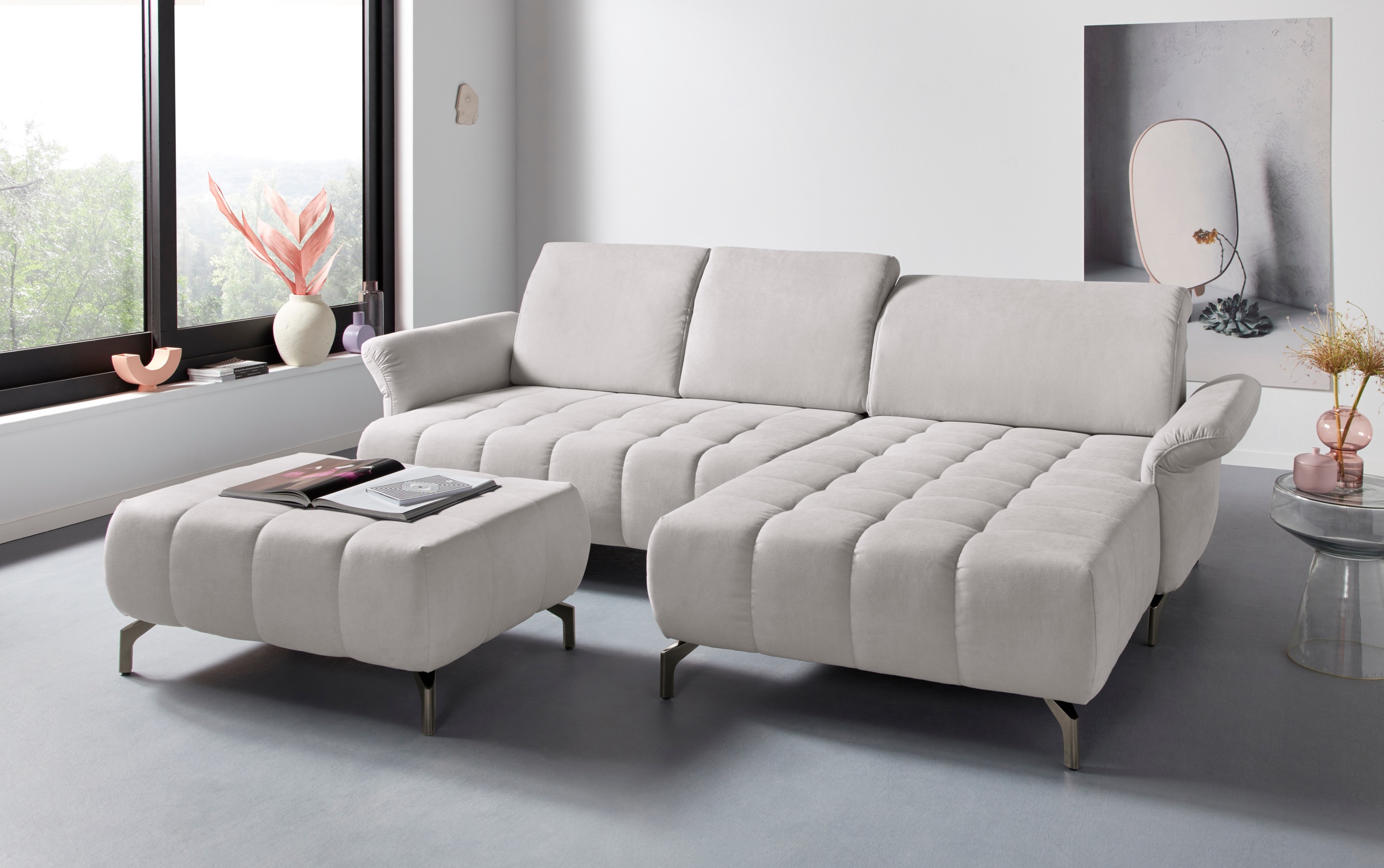 INOSIGN Ecksofa »Fresh L-Form«, Federkern, wahlweise Kopfteilverstellung und motorischer Vorziehsitz