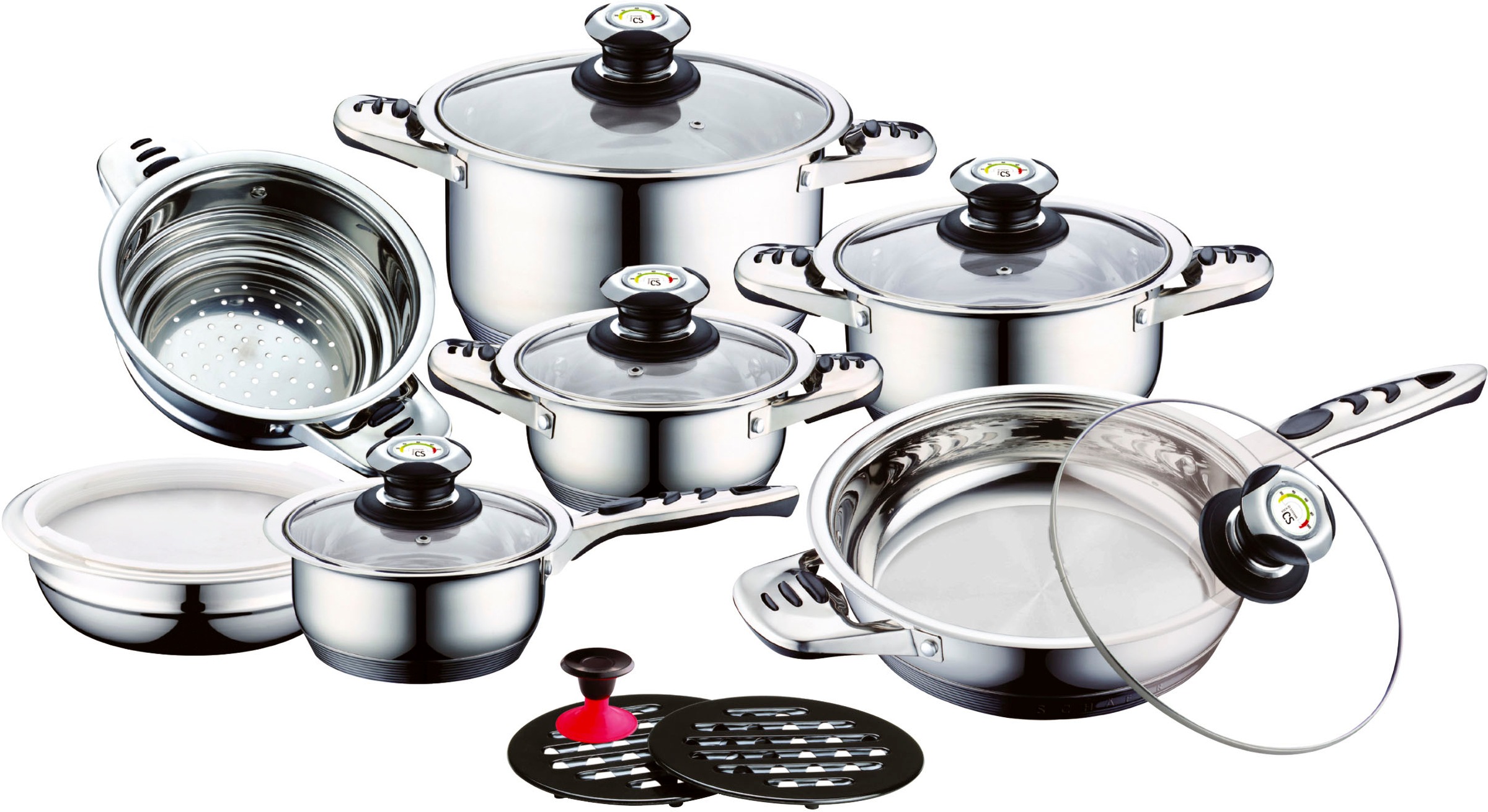 CS Koch-Systeme Topf-Set "Aurich" Set, Bratentopf 16/20/24cm, Stieltopf 16c günstig online kaufen