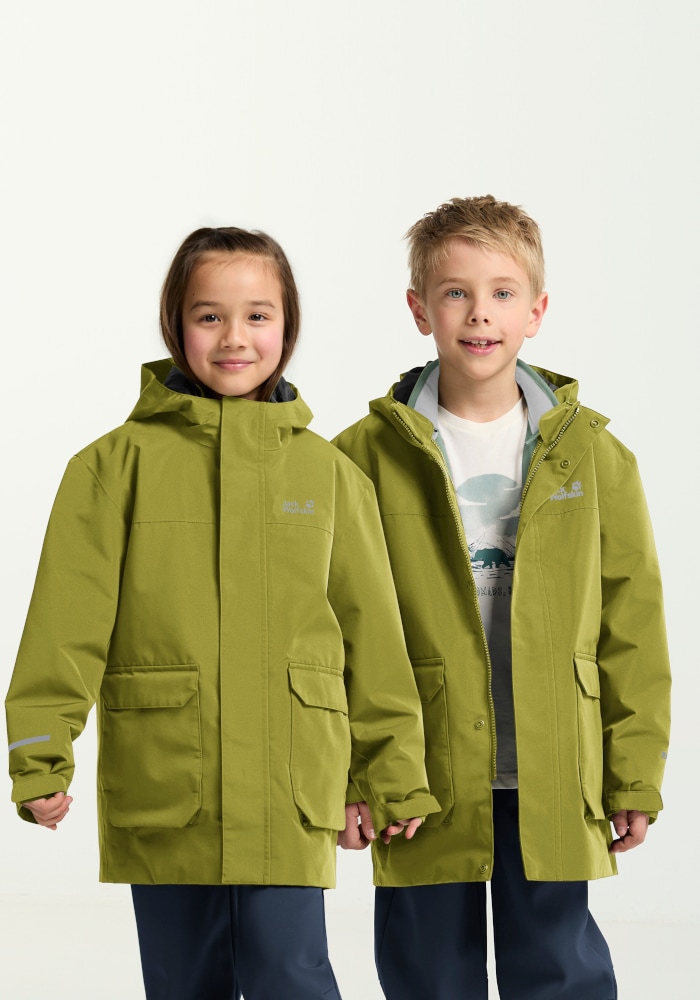 Jack Wolfskin 3-in-1-Funktionsjacke "3IN1 CANVEY KIDS" mit Kapuze 3-in-1 Kinderjacke, warm, wasserdicht