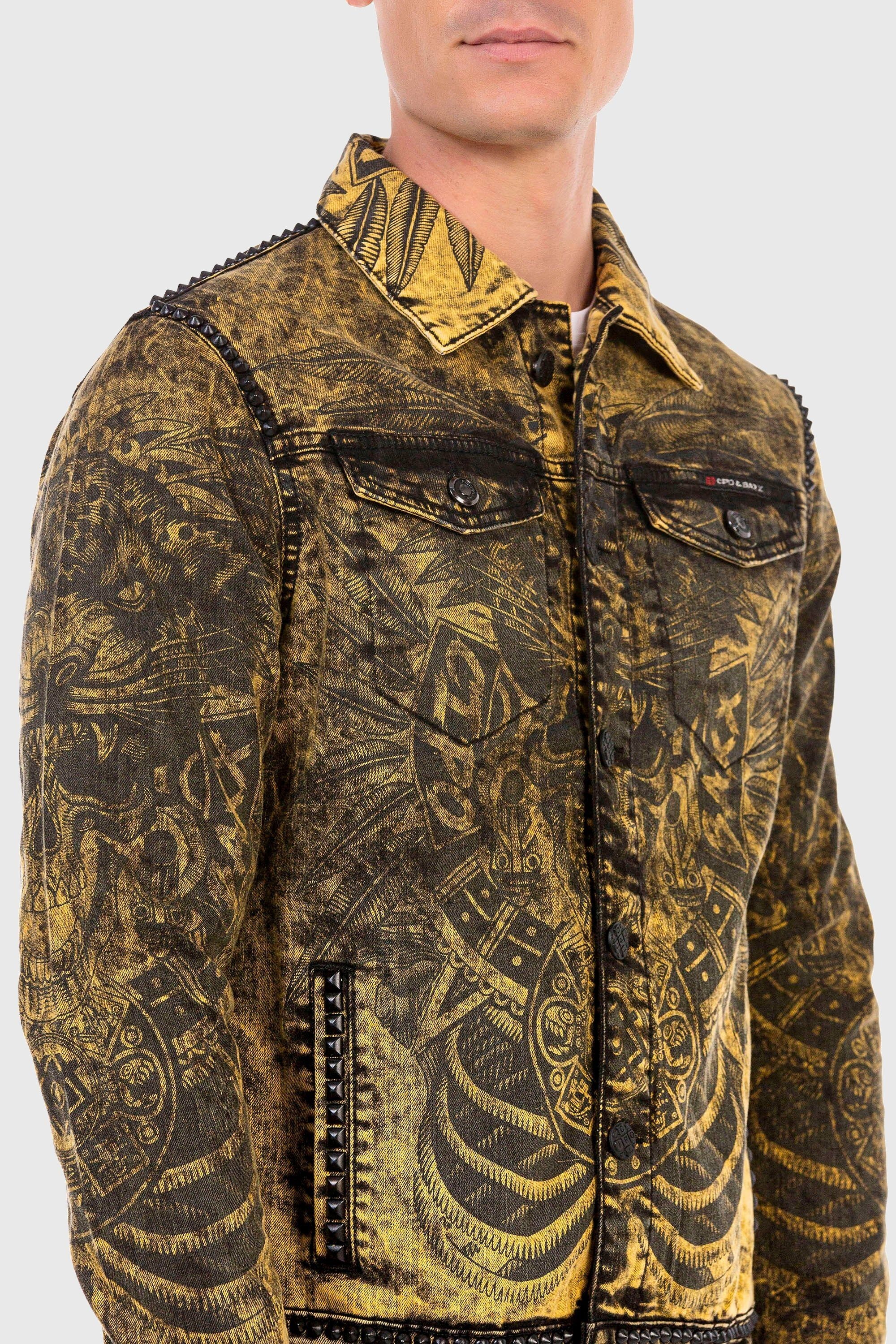 Cipo & Baxx Jeansjacke »'JEANS JACKET'«, ohne Kapuze, mit coolem Alloverprint