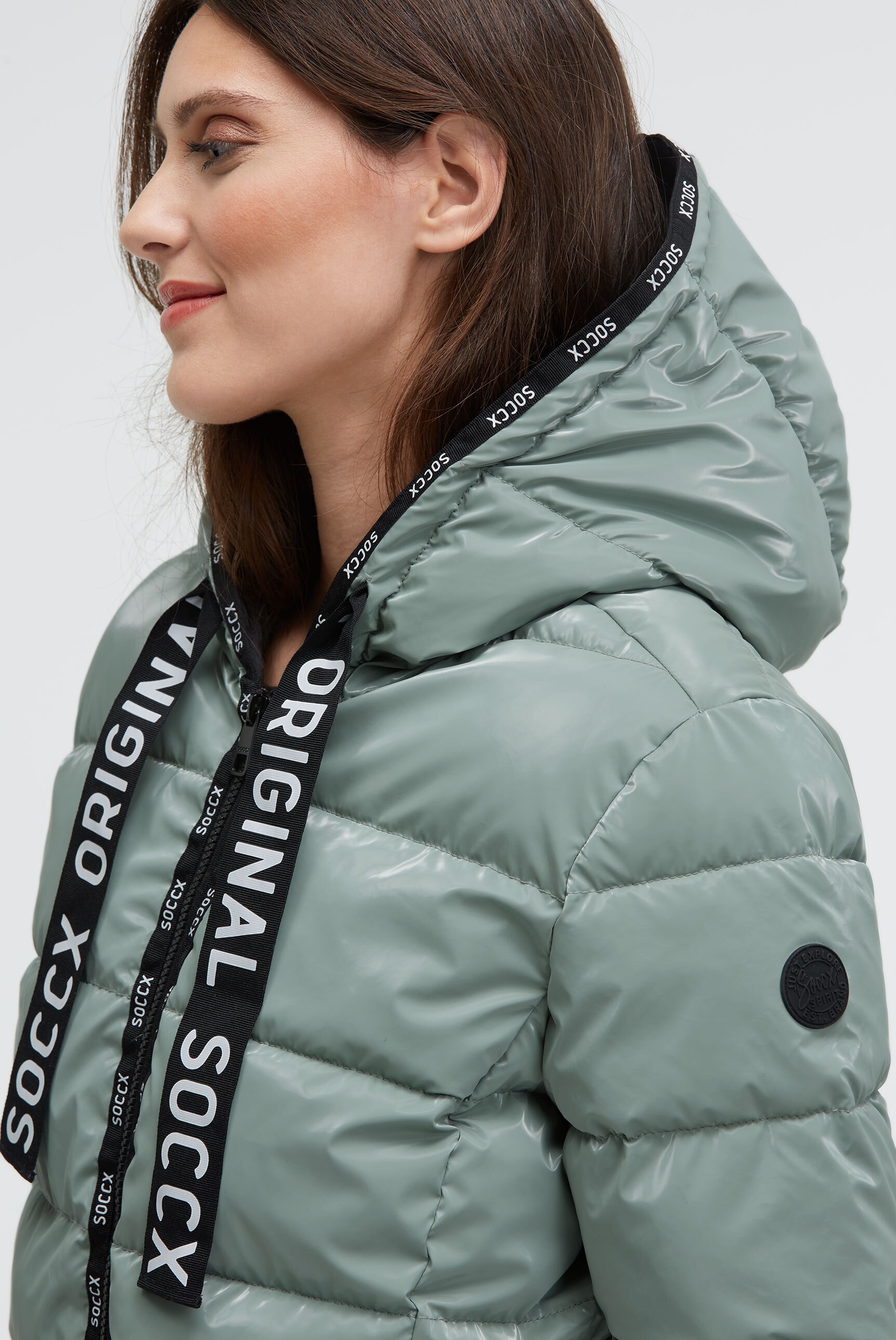 SOCCX Winterjacke, mit Kapuze, mit elastischem Saumabschluss
