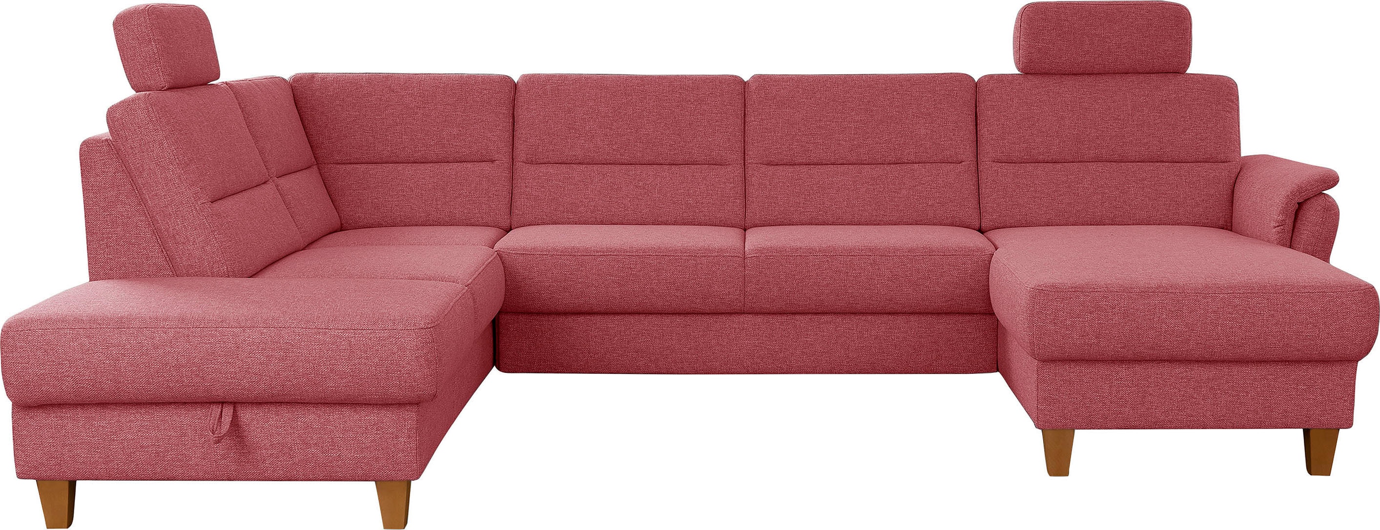 Home affaire Wohnlandschaft "Palmera U-Form, B: 308 cm, große Stoff + Leder Auswahl" optional Schlaffunktion & Bettkasten, Federkern, XXL-Wohnlandschaft