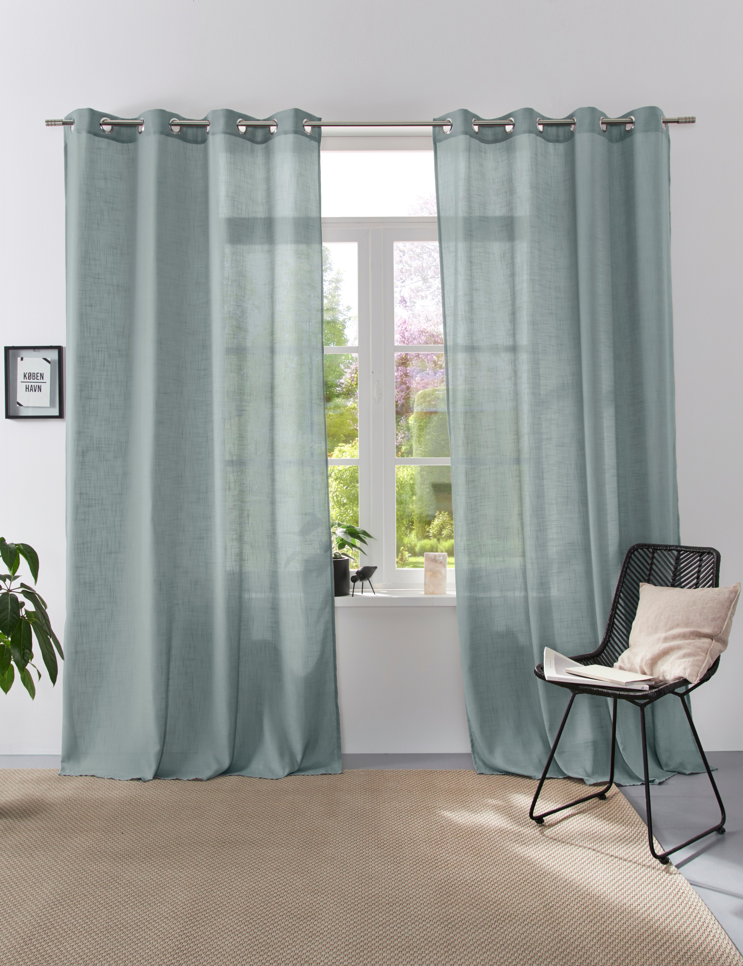 Home affaire Collection Vorhang "Linsdorf" Ösen 1 Stk. tlg. Leinenstruktur, günstig online kaufen