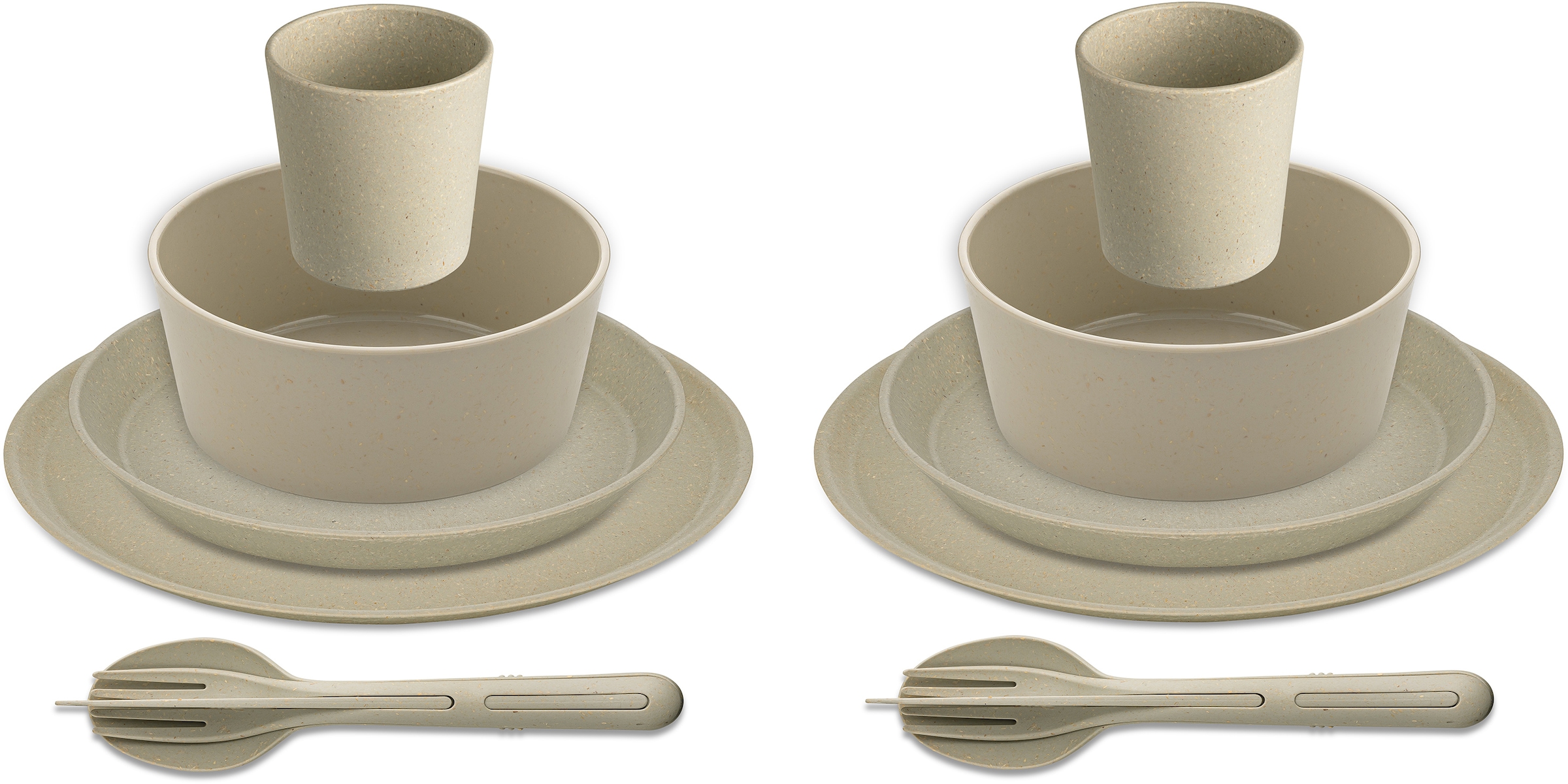 KOZIOL Kombiservice "Geschirr-Set, Service CONNECT SET HELSINKI", 10 Stk., beige, Geschirr-Sets, Made in Germany, 10 Teile, für 2 Personen